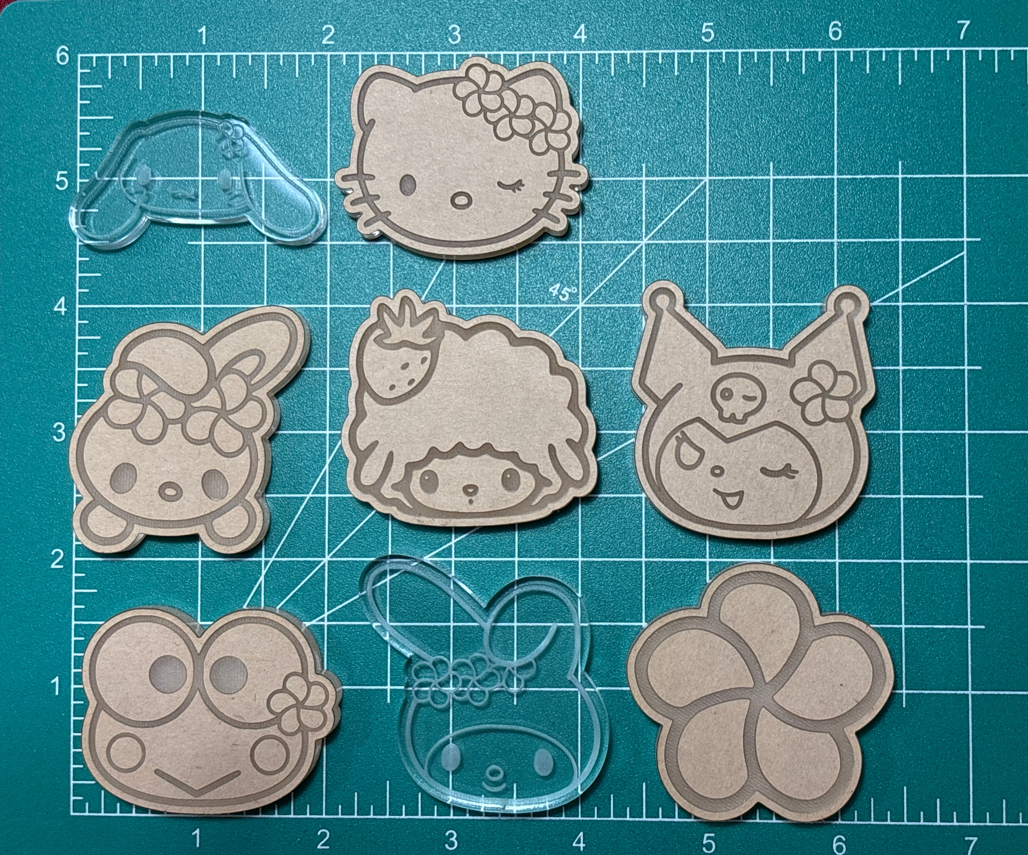 Kawaii Hawaiian flower cat friends heads flat grip keychain molds palette