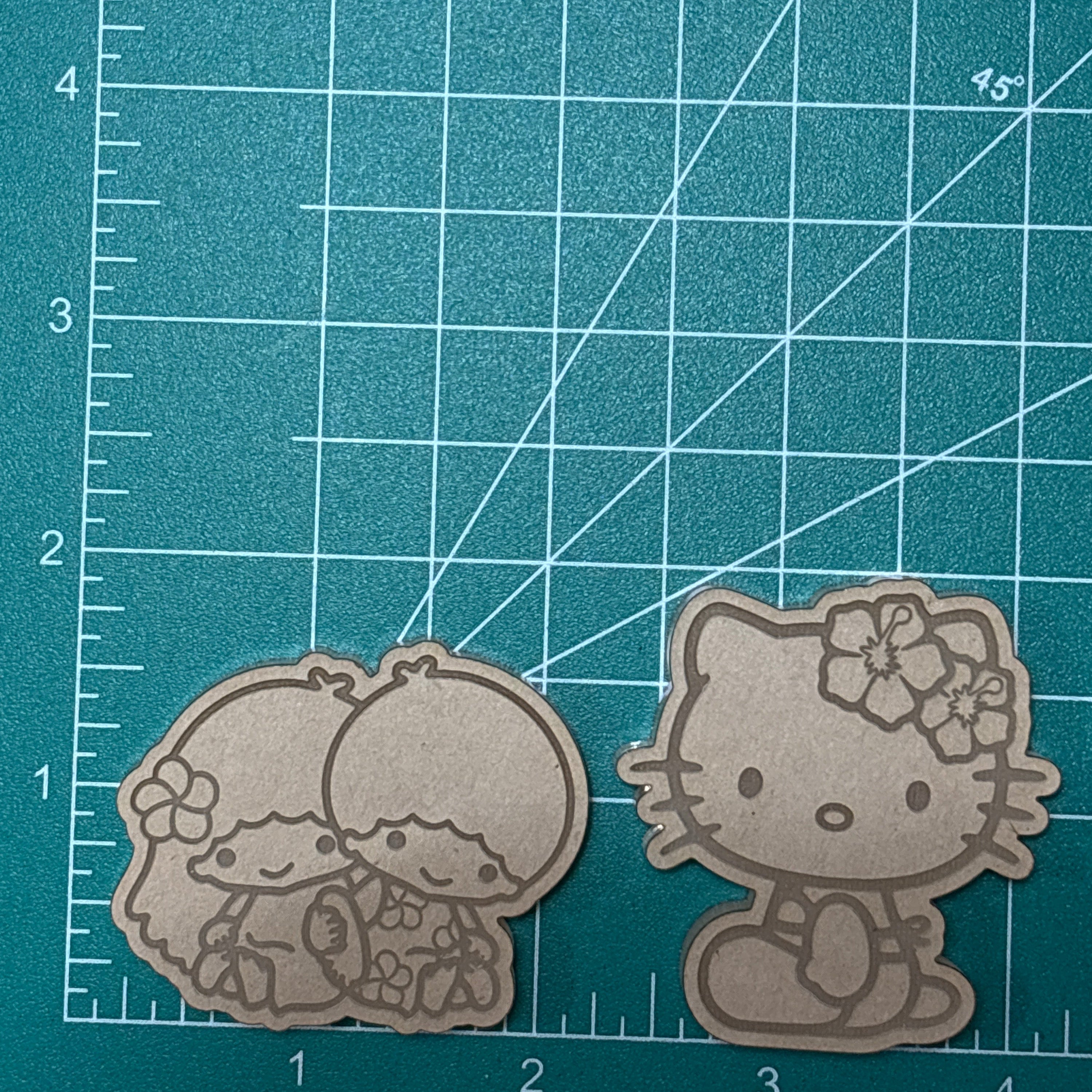 Kawaii Hawaiian flower cat friends sitting flat grip keychain molds palette