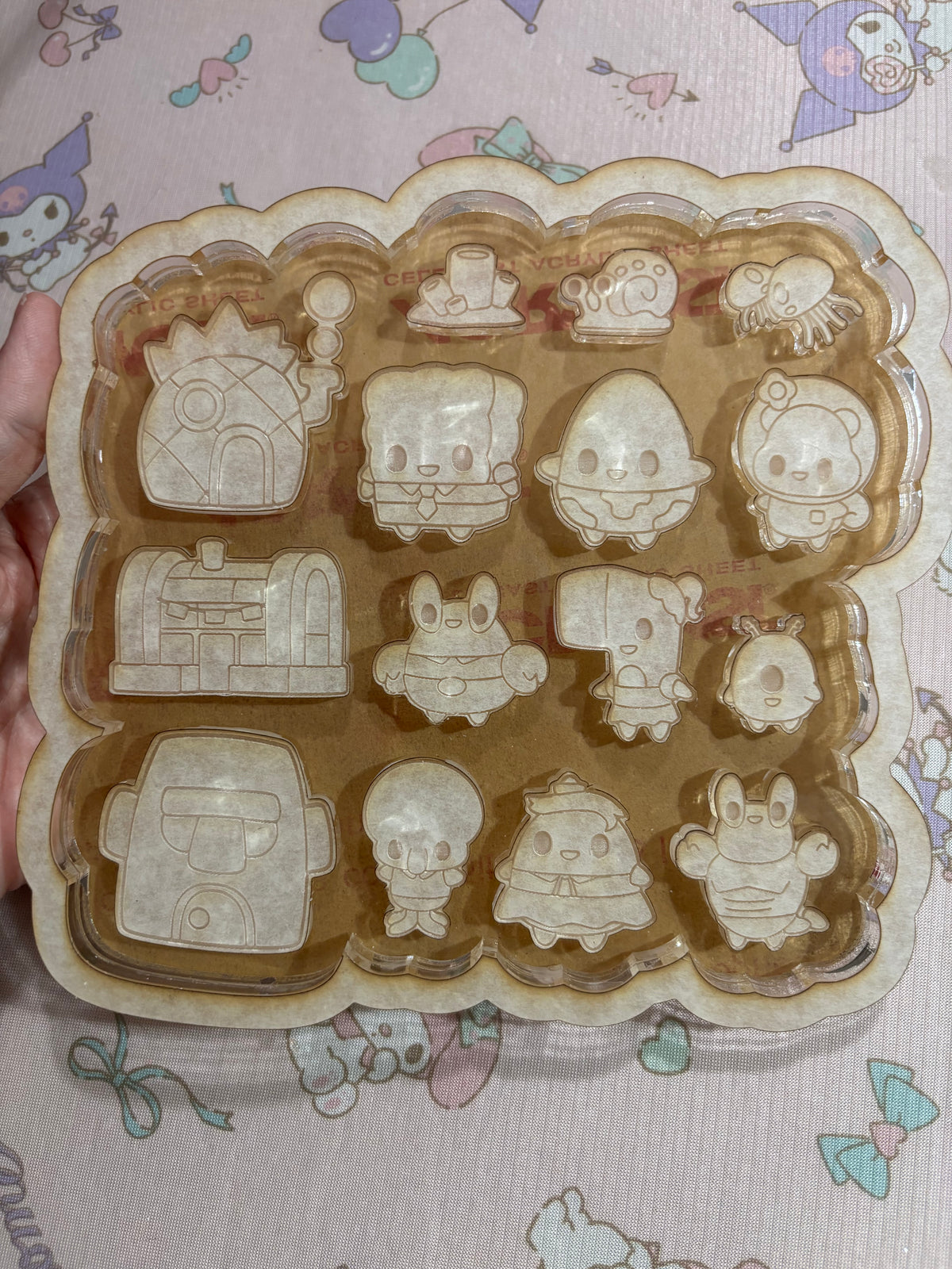 Sponge friends flat keychain grippie molds palette