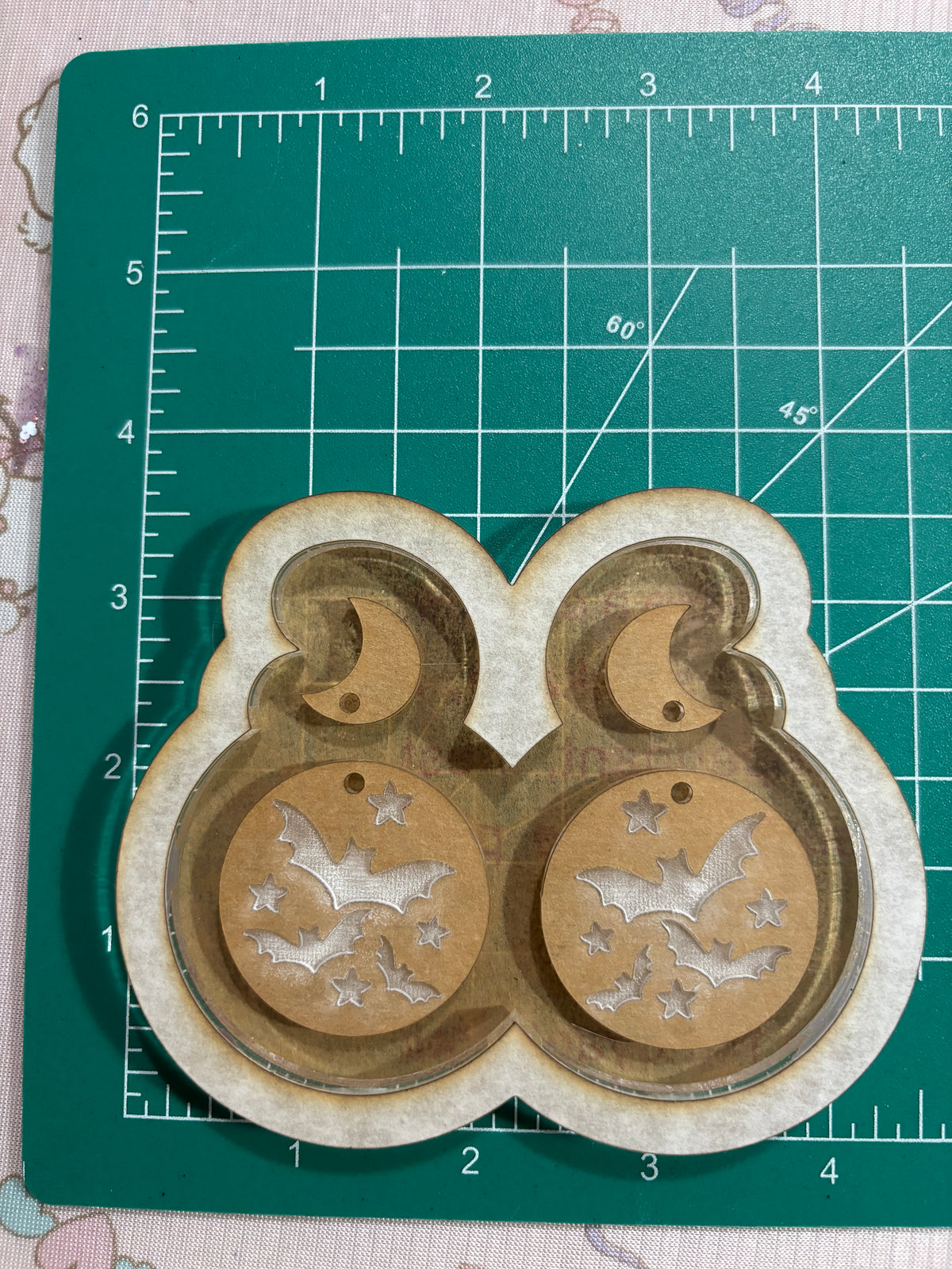 Halloween moon and bats earrings mold