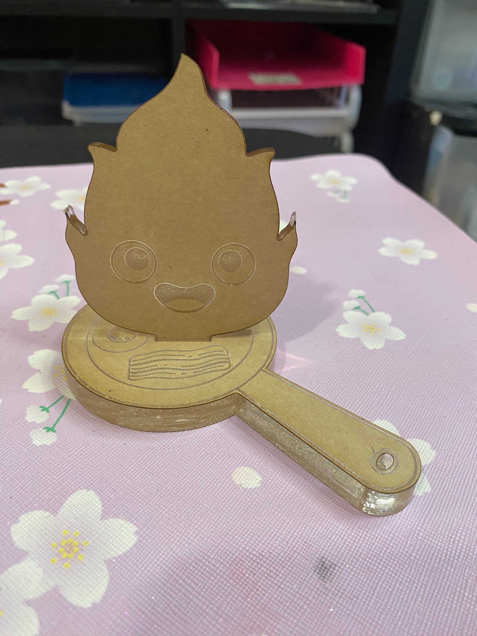 Flame spirit on pan ring trinket tray phone stand mold