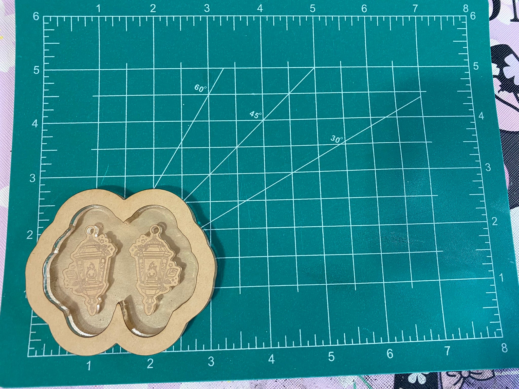Flame spirit lantern earrings with loops mold