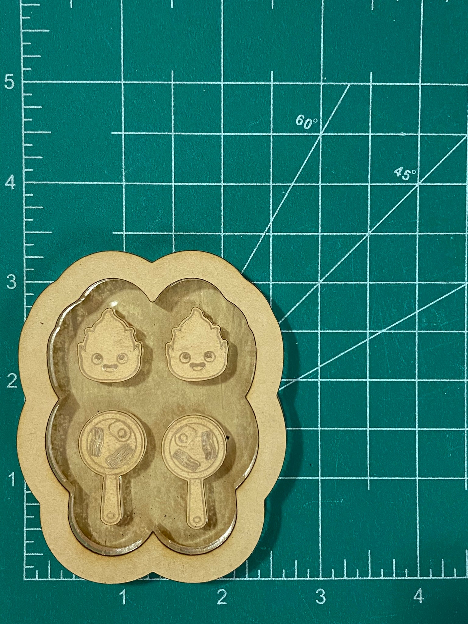 Flame spirit and pan stud earrings mold palette
