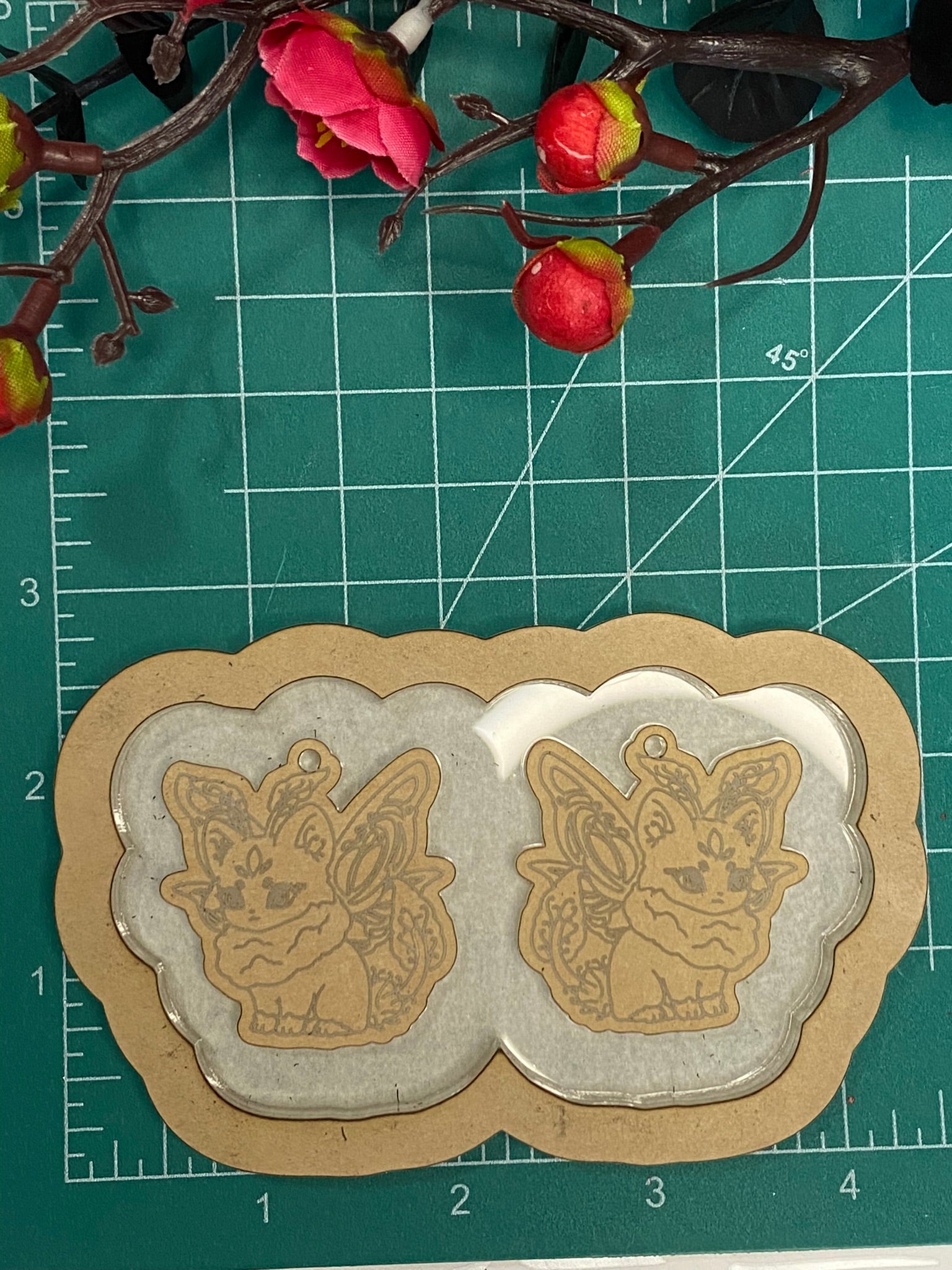 Cottagecore fairy cat earrings with loops mold