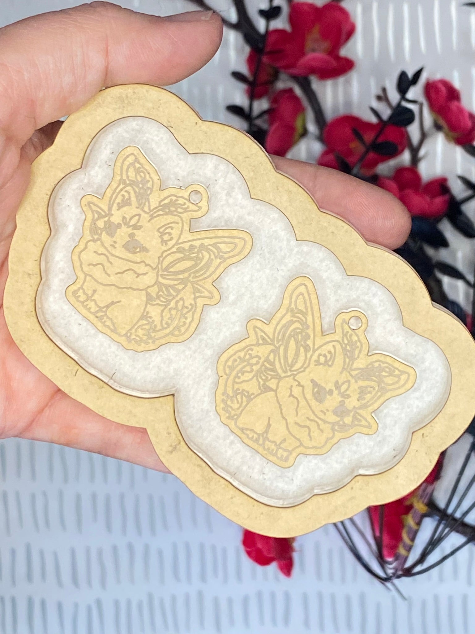 Cottagecore fairy cat earrings with loops mold