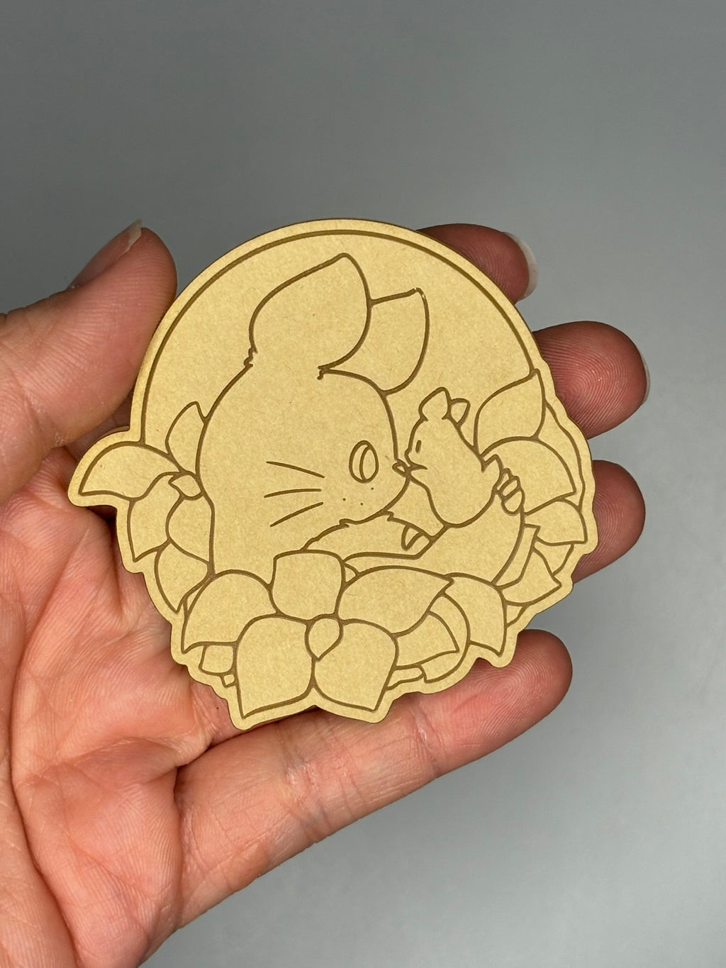 Kawaii moonlit spirit bunny flat grip keychain mold