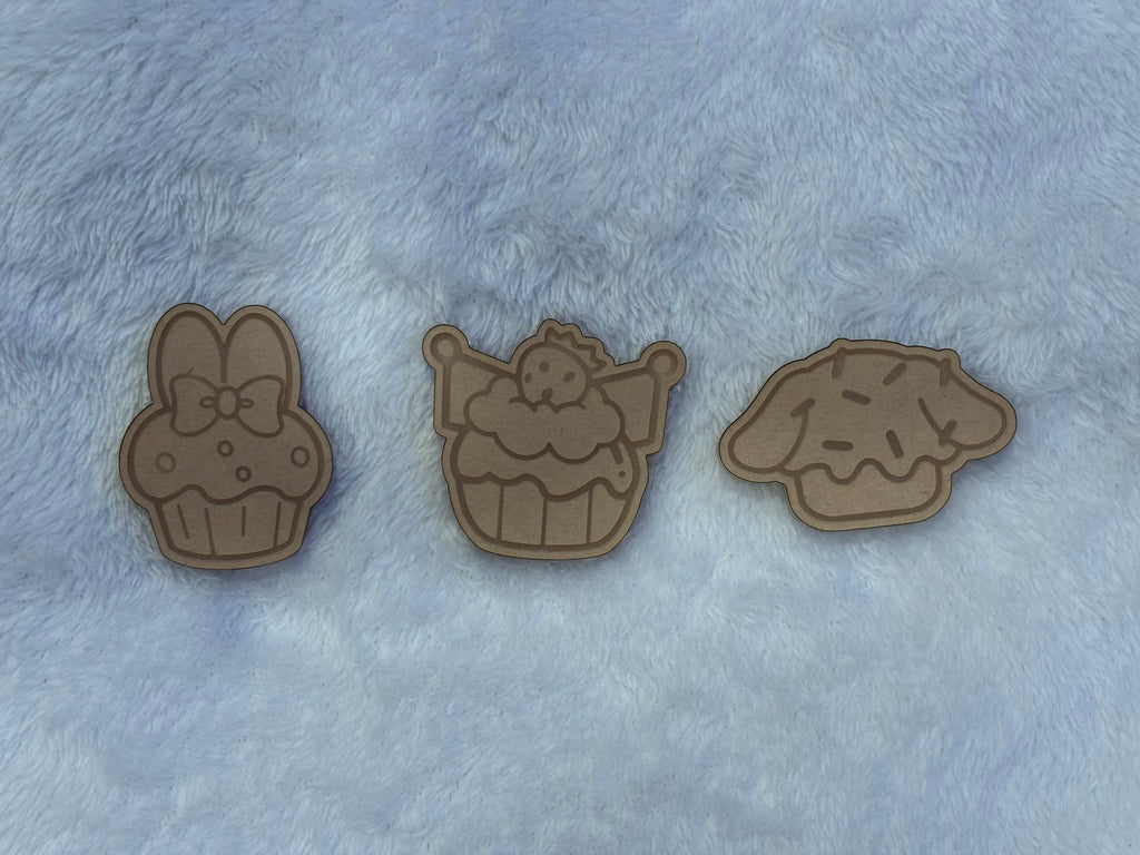 Kawaii cupcake cat friends flat grip keychain molds palette