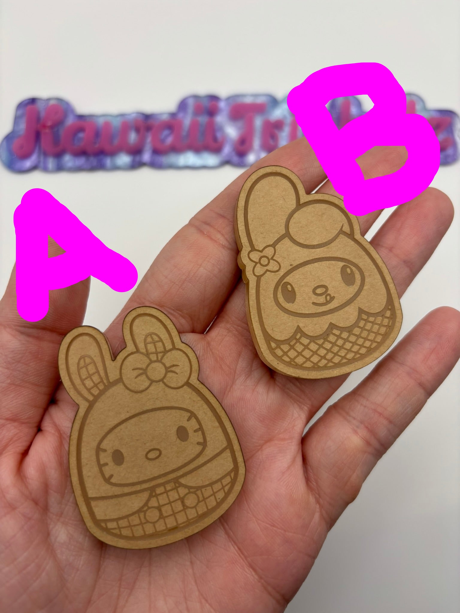 Kawaii bunny easter baskets flat grip keychain mold