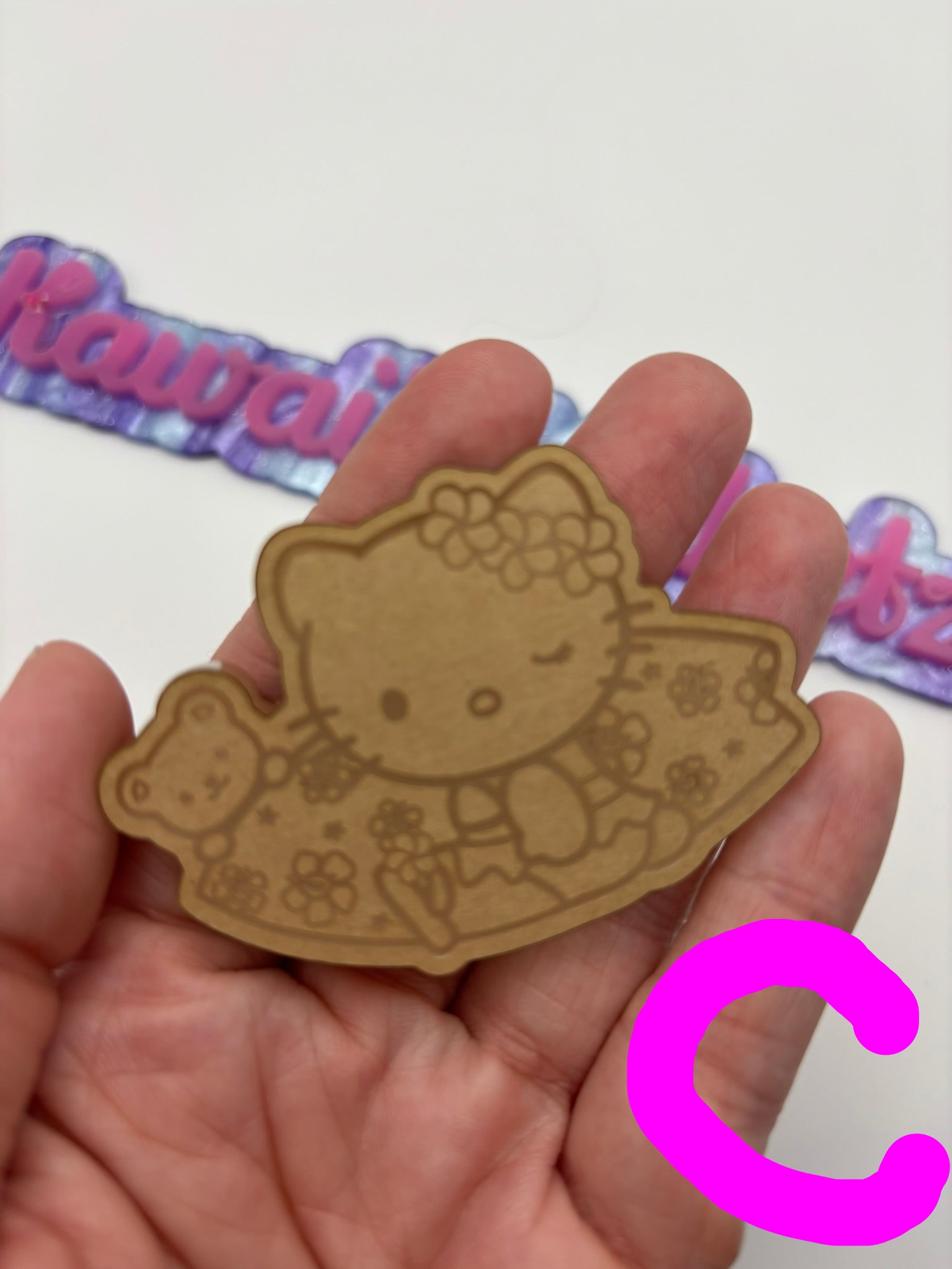 Kawaii Hawaiian surf cat friends flat grip keychain molds palette