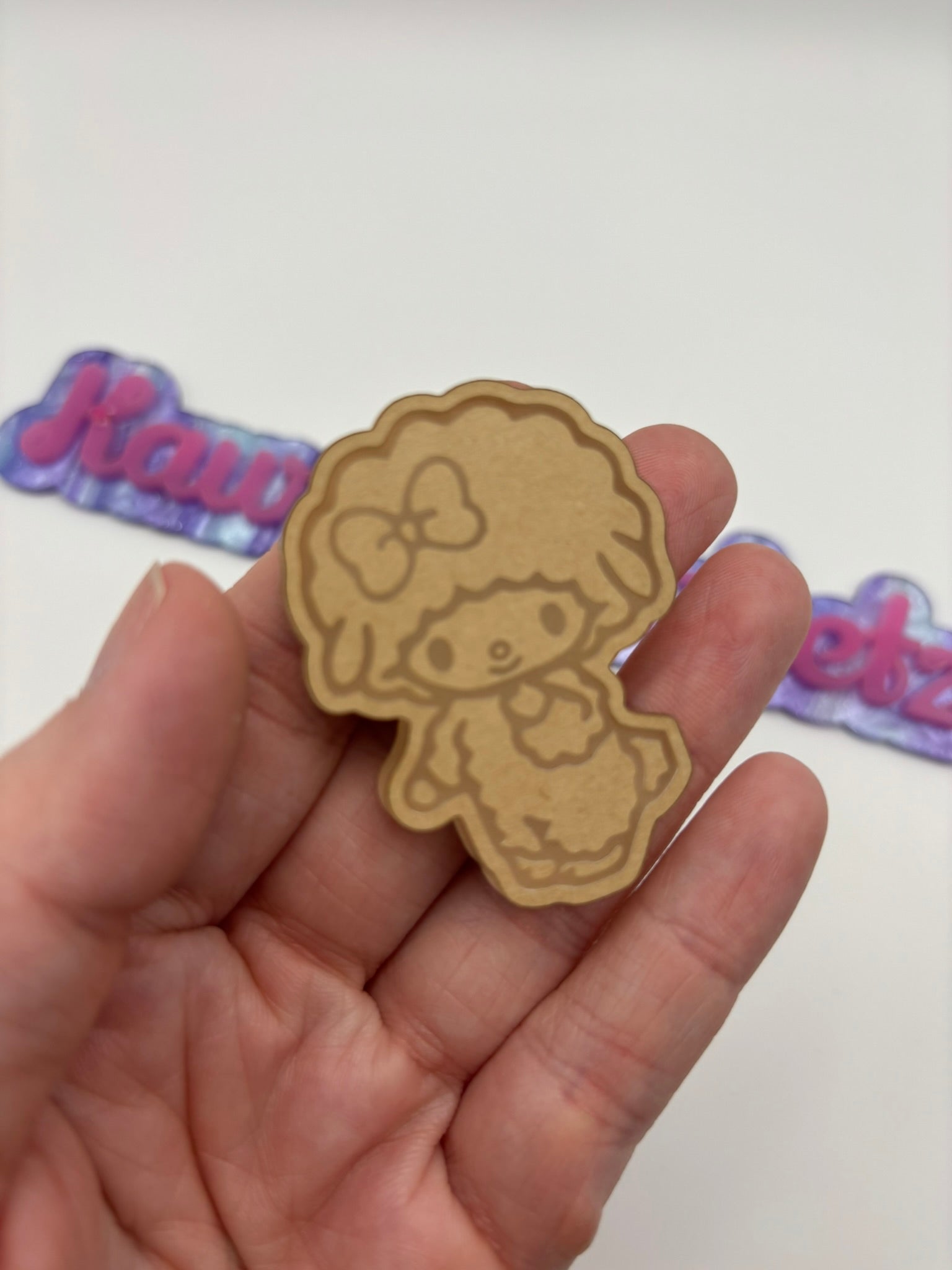Kawaii sheep with bow flat grip keychain mold