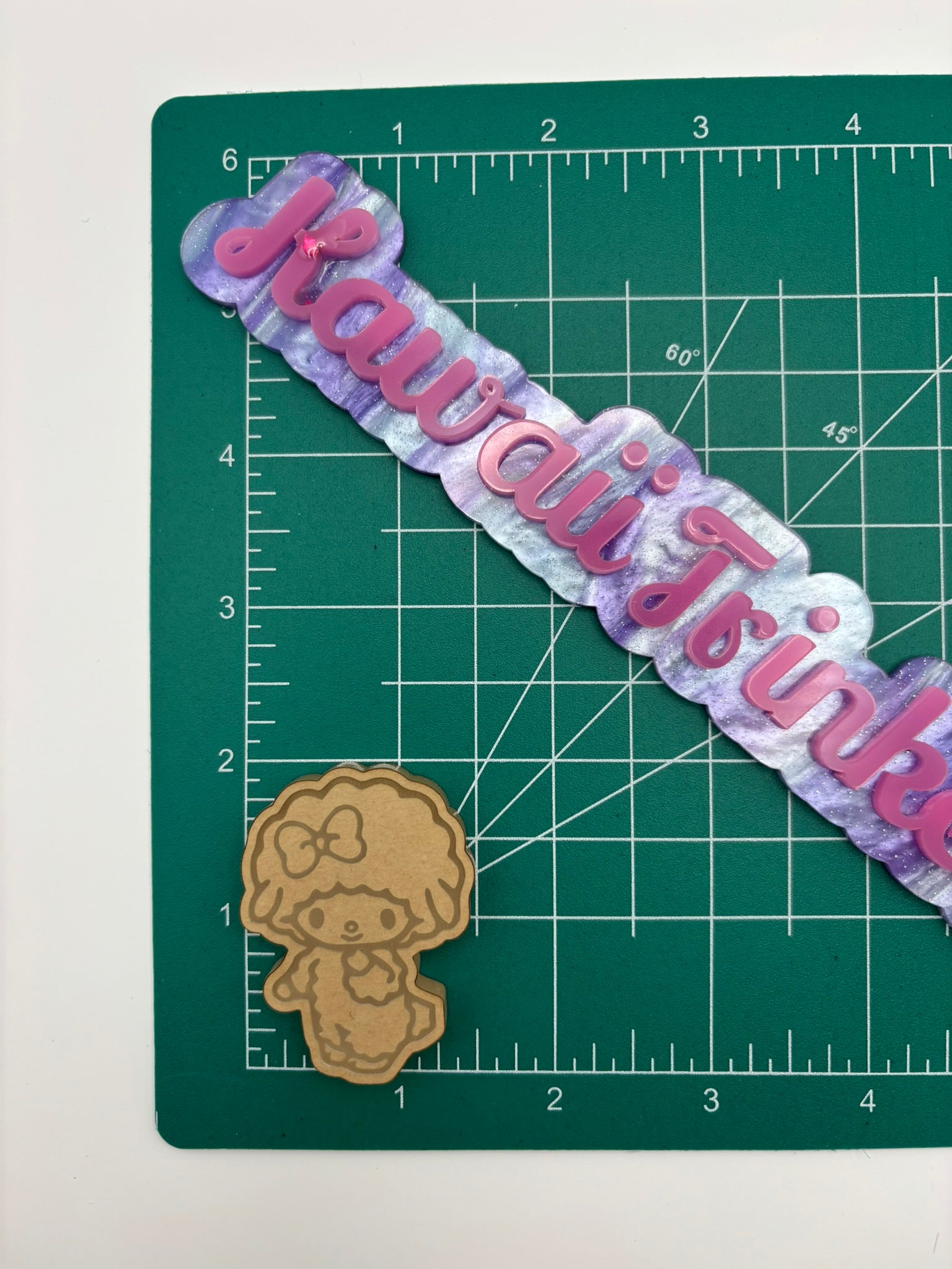 Kawaii sheep with bow flat grip keychain mold