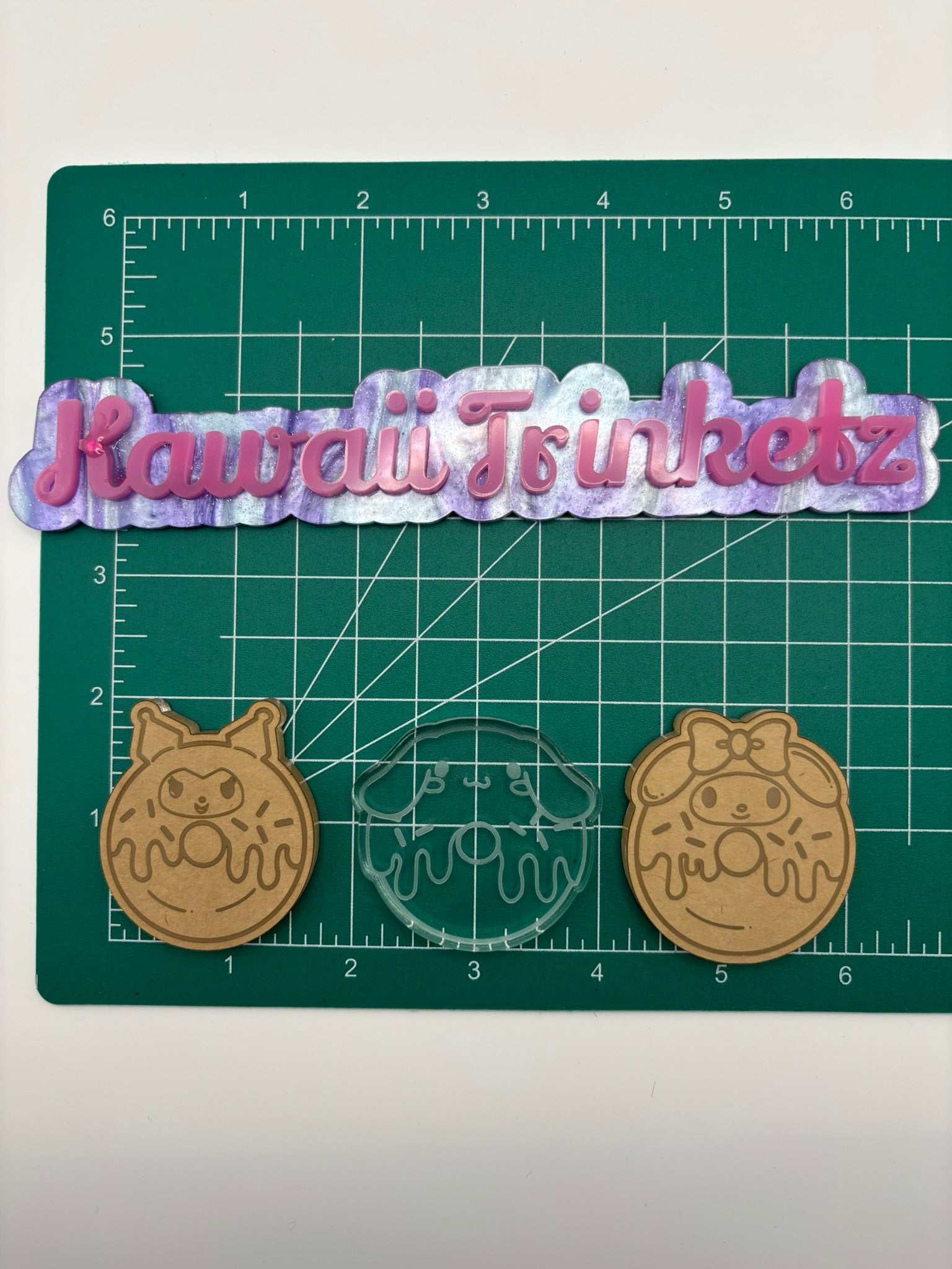Kawaii bunny donuts flat grip keychain mold