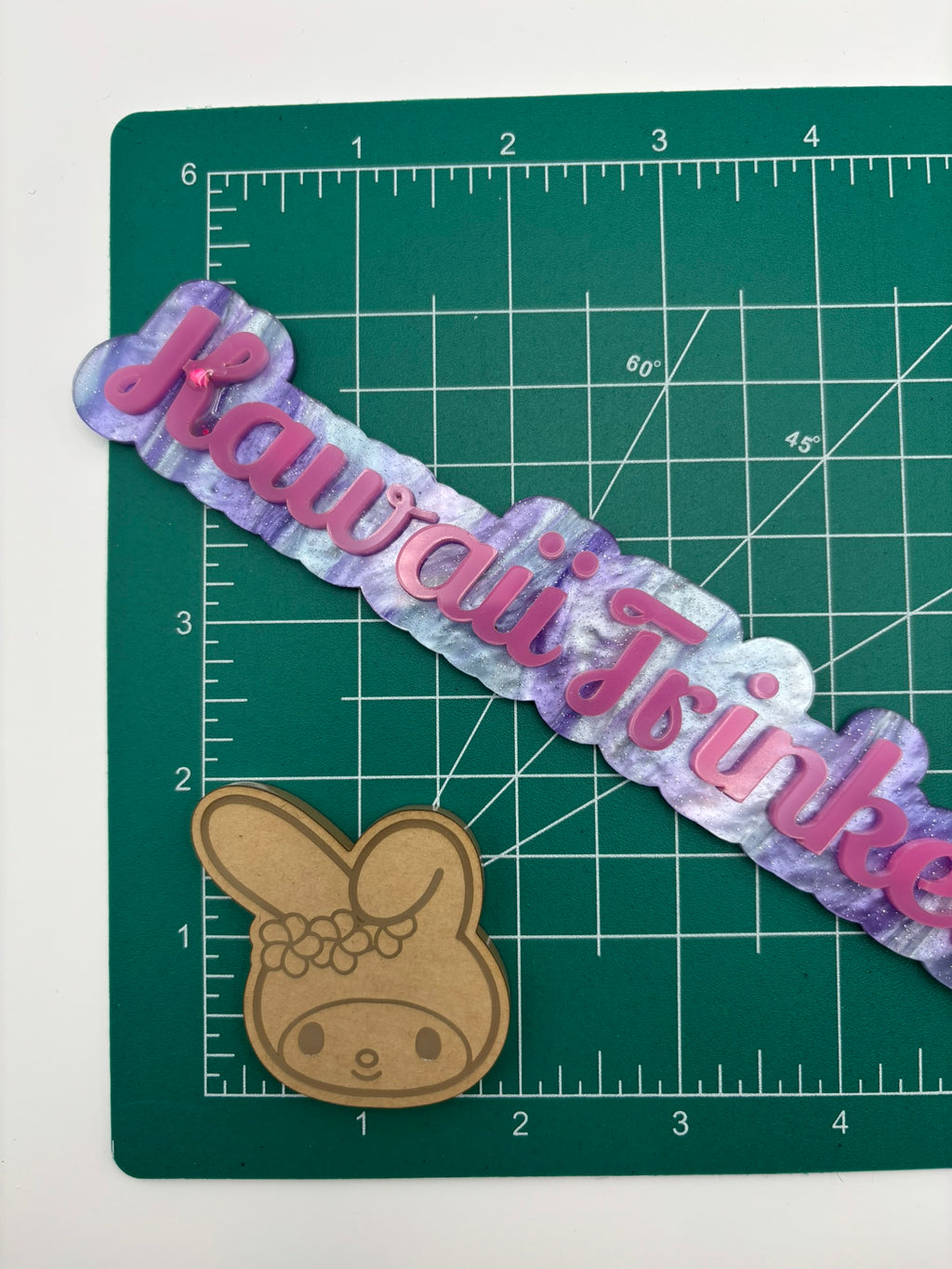 Kawaii Hawaiian flower cat friends heads flat grip keychain molds palette