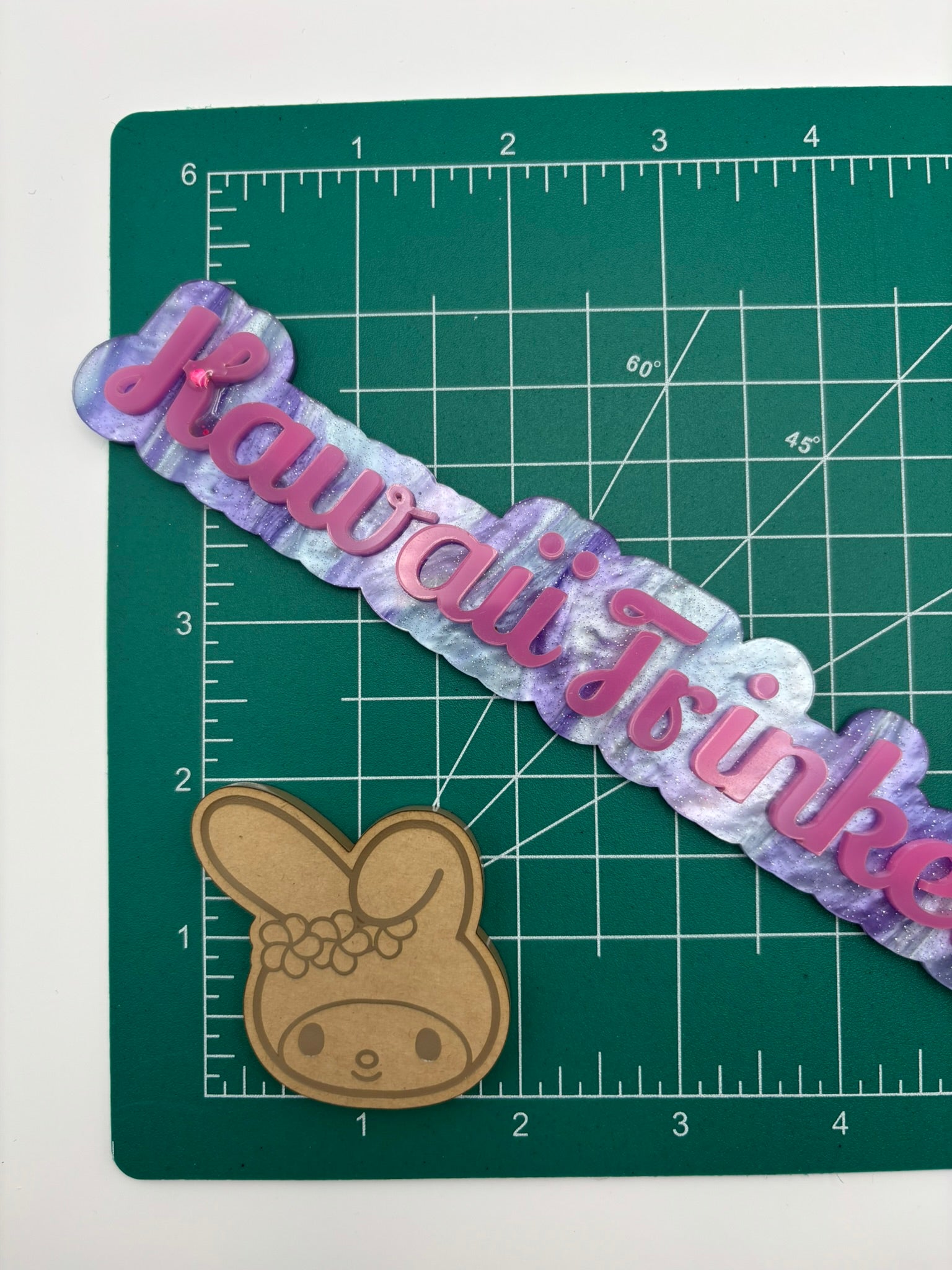 Kawaii Hawaiian flower cat friends heads flat grip keychain molds palette