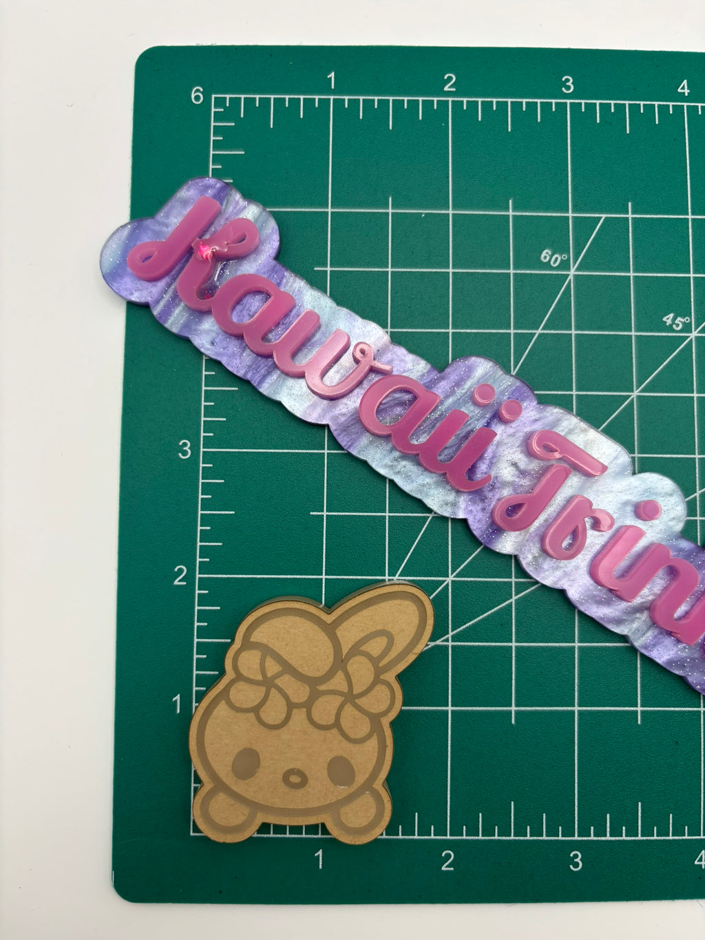 Kawaii Hawaiian flower cat friends heads flat grip keychain molds palette