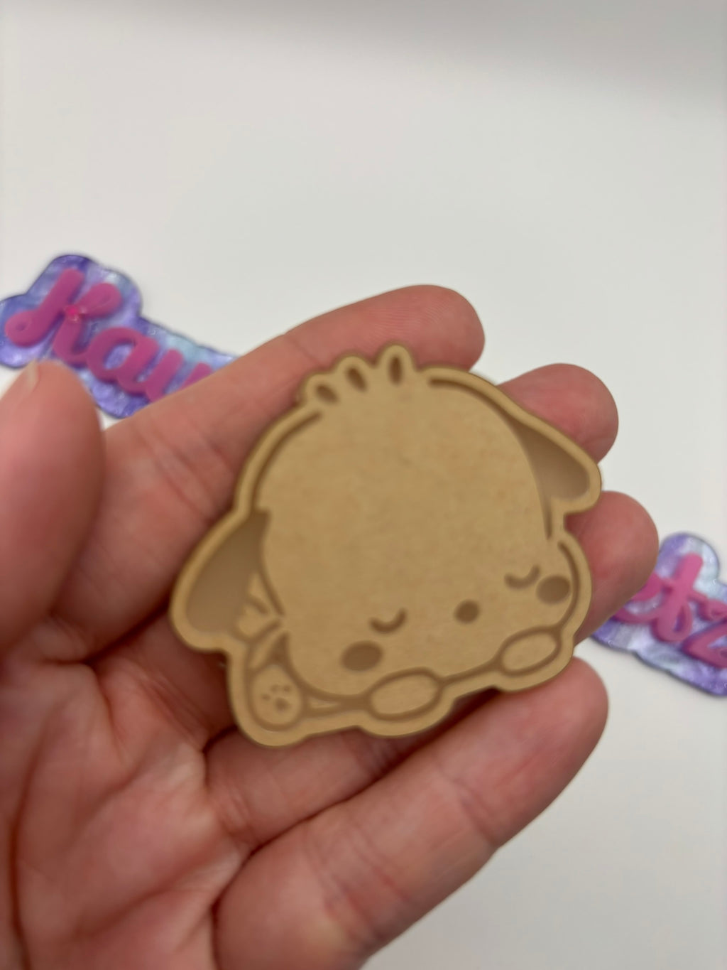 Kawaii sleeping dog flat grip keychain mold