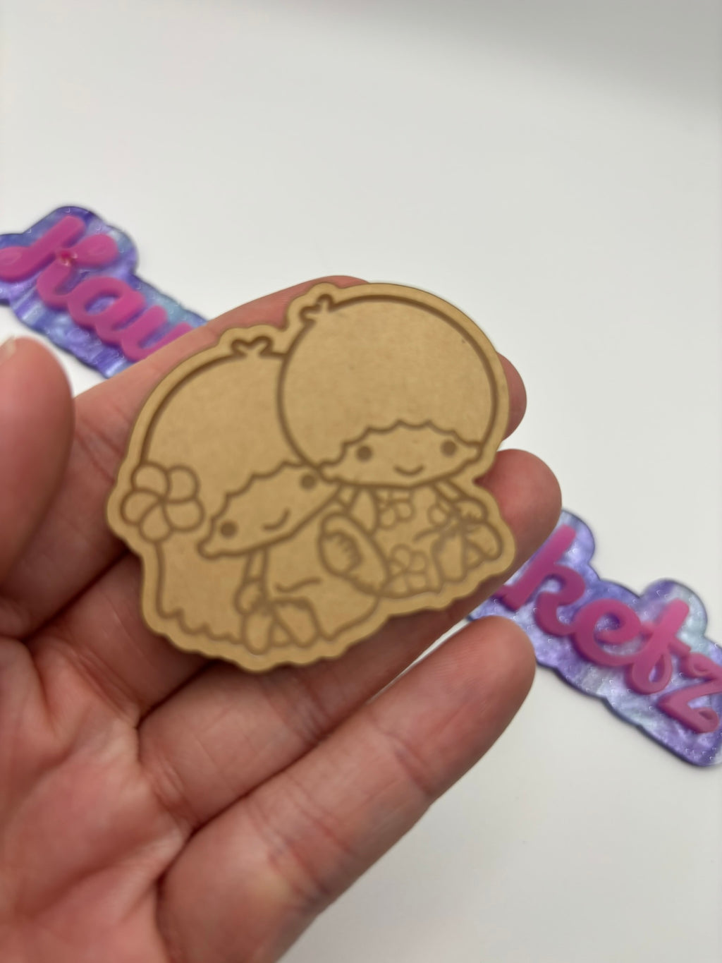 Kawaii Hawaiian flower cat friends sitting flat grip keychain molds palette