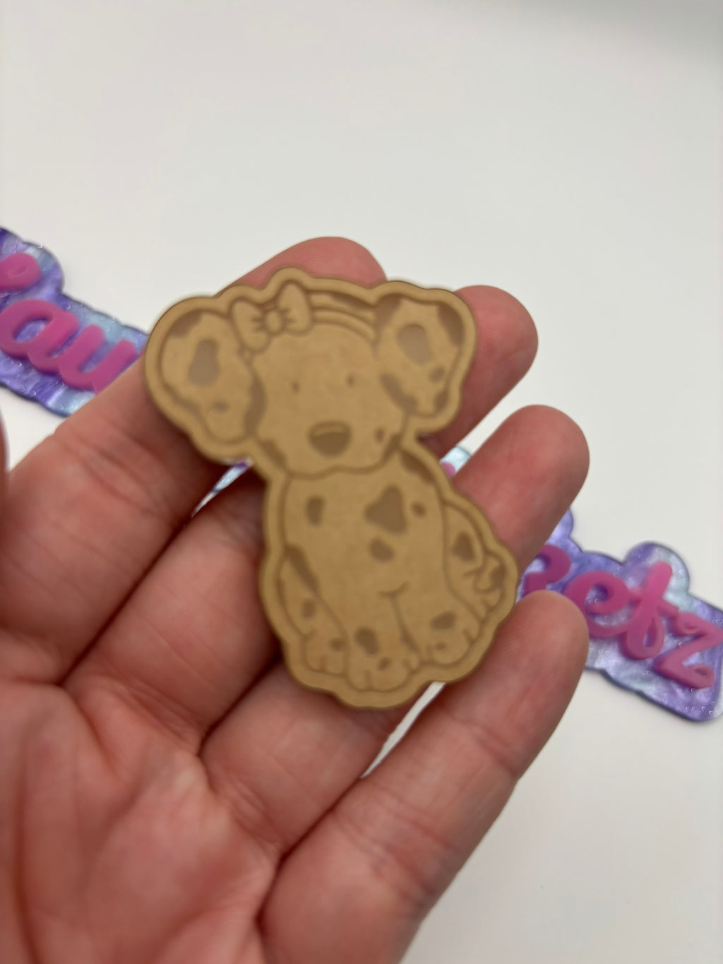Kawaii dalmatian dog flat grip keychain mold