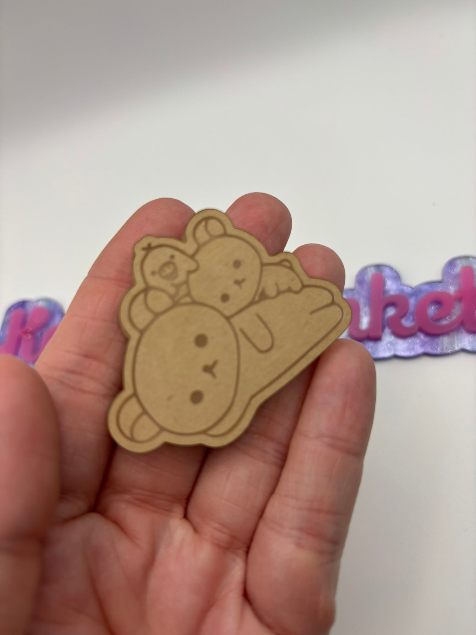 Kawaii bear and duck friends flat grip keychain mold