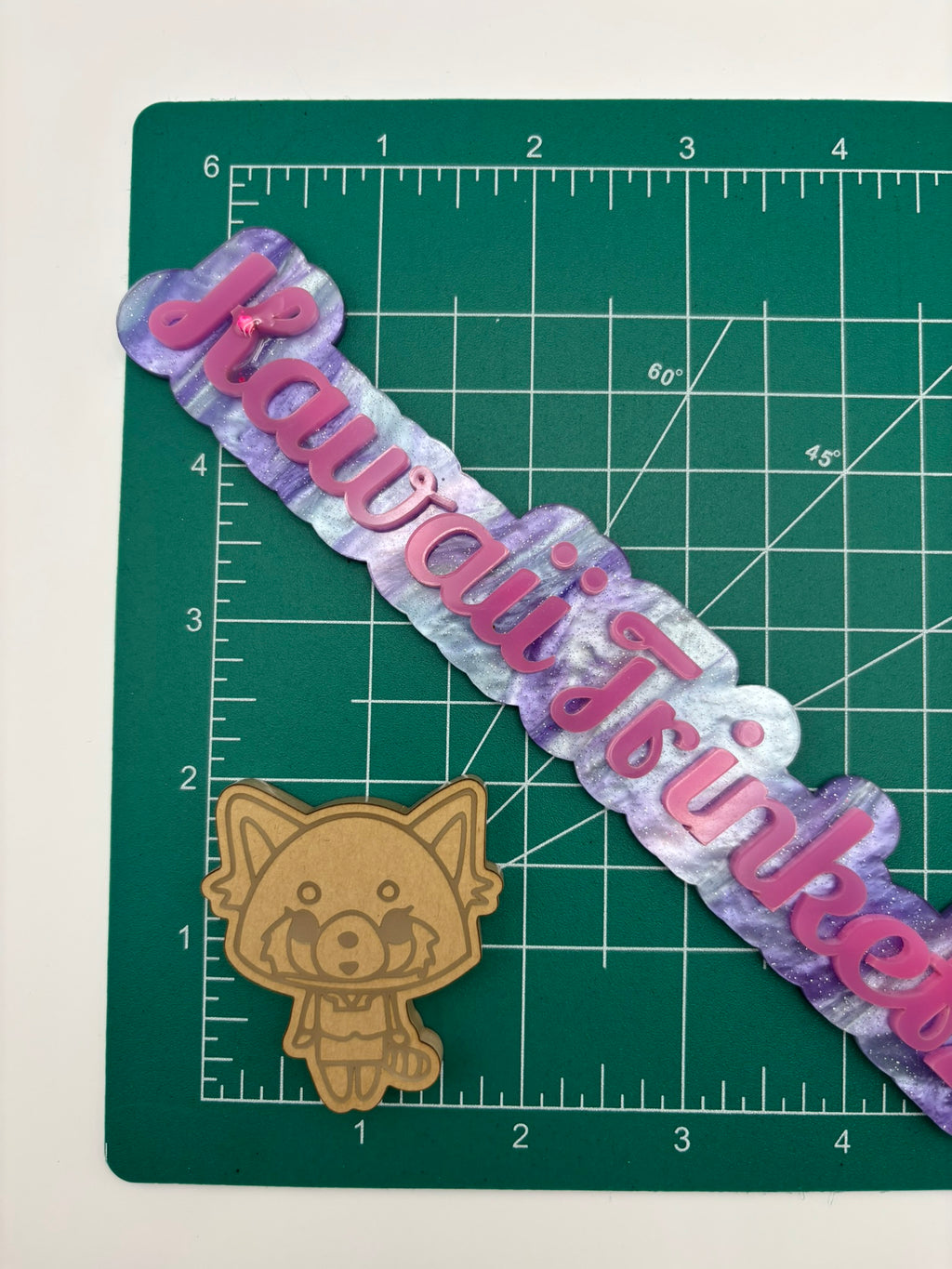 Kawaii angry raccoon flat grip keychain mold