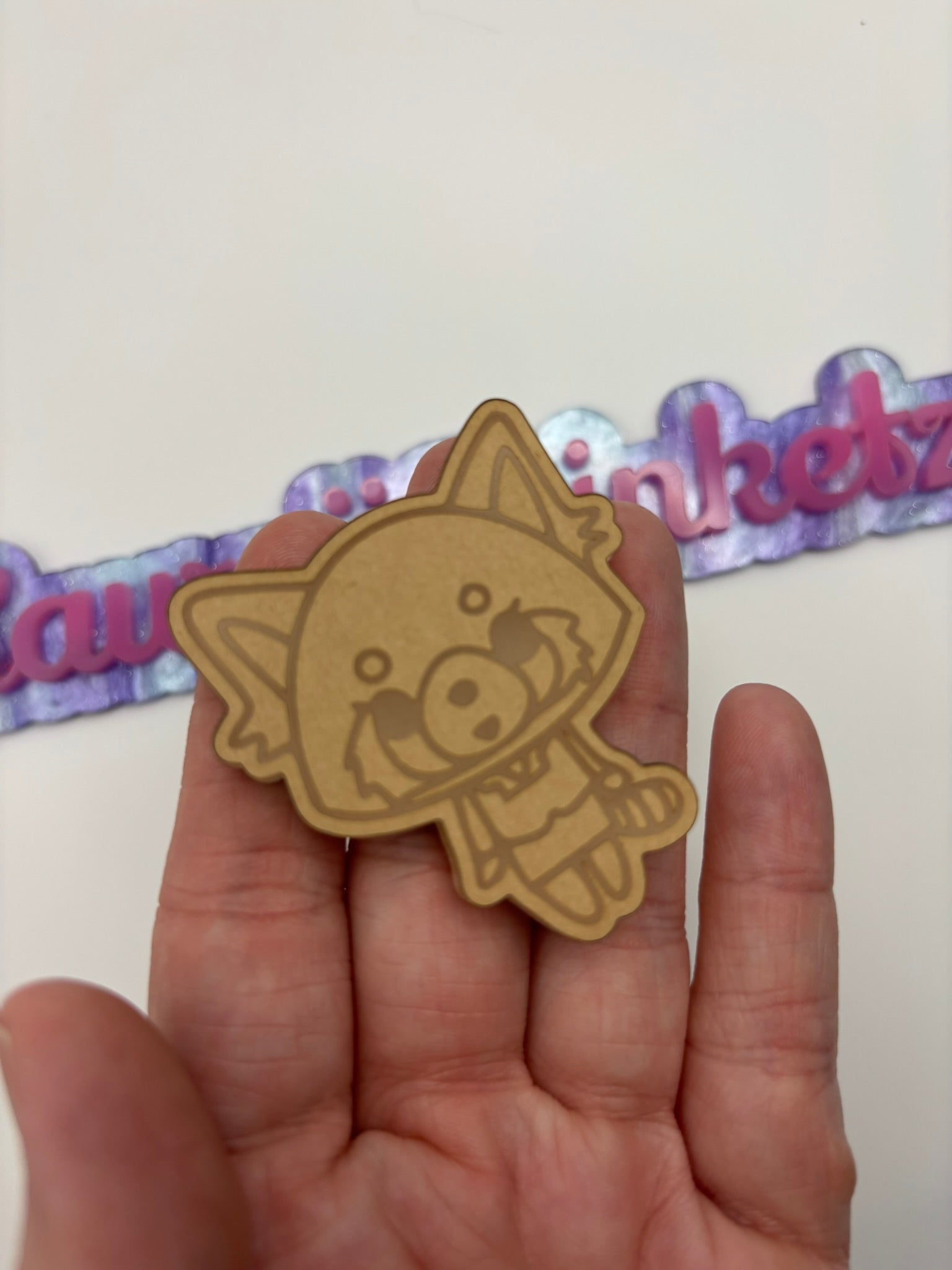 Kawaii angry raccoon flat grip keychain mold