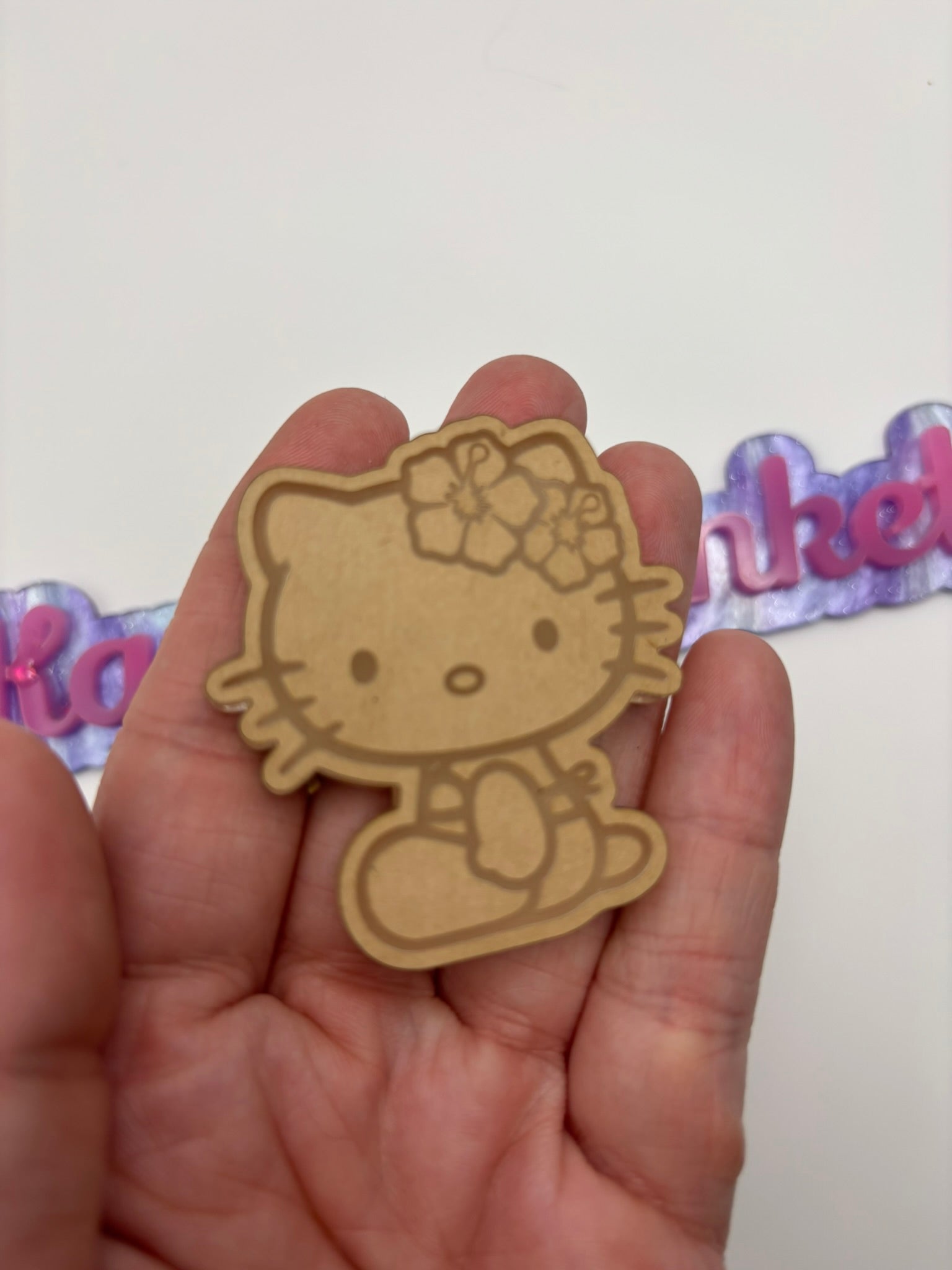 Kawaii Hawaiian flower cat friends sitting flat grip keychain molds palette