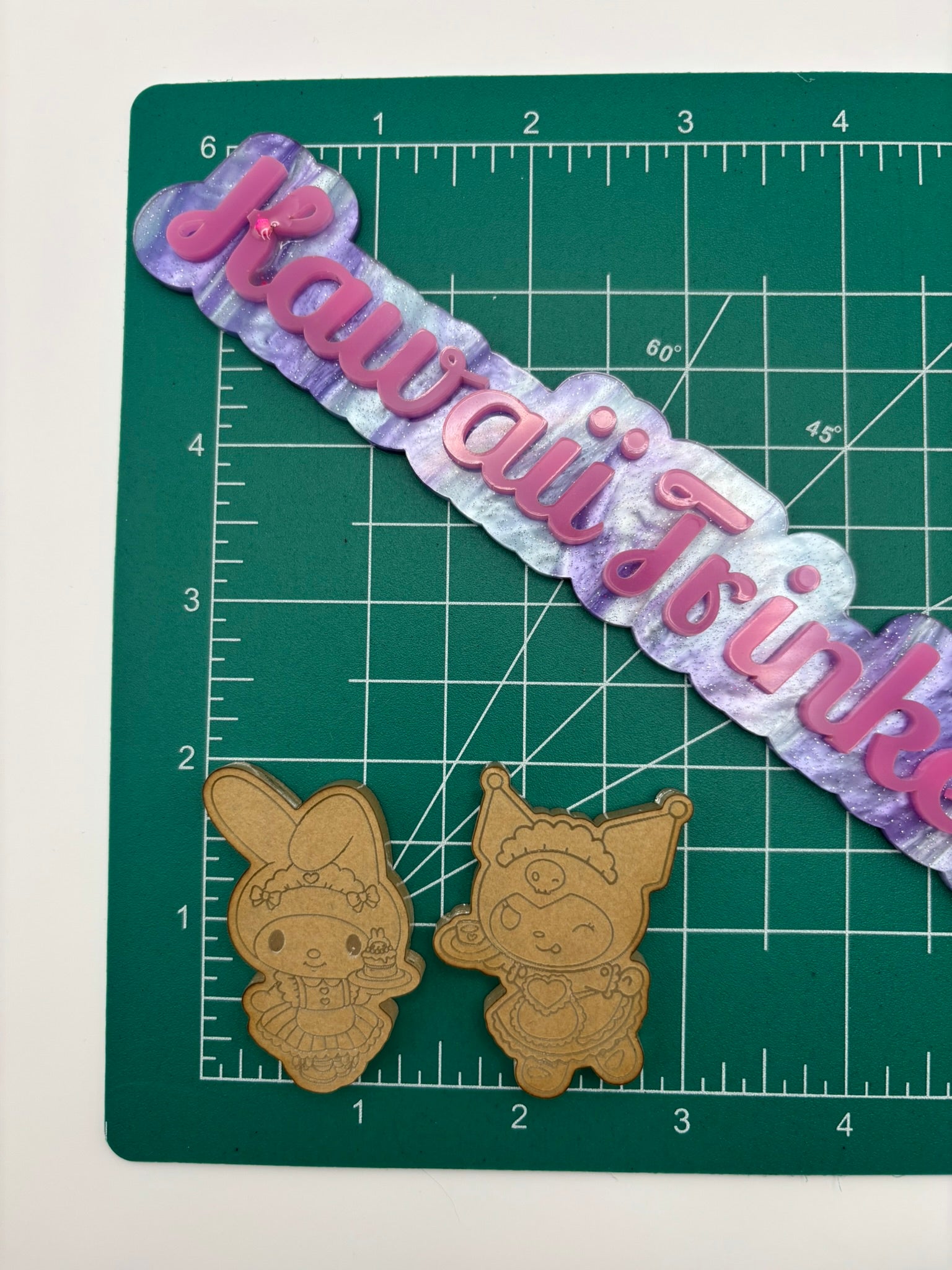 Kawaii bunny servers flat grip keychain mold