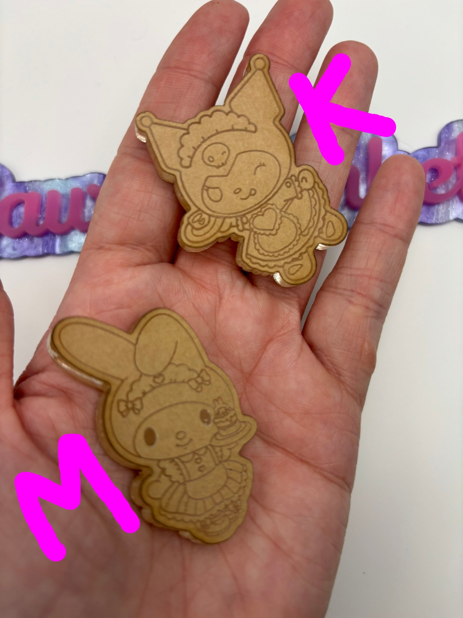 Kawaii bunny servers flat grip keychain mold