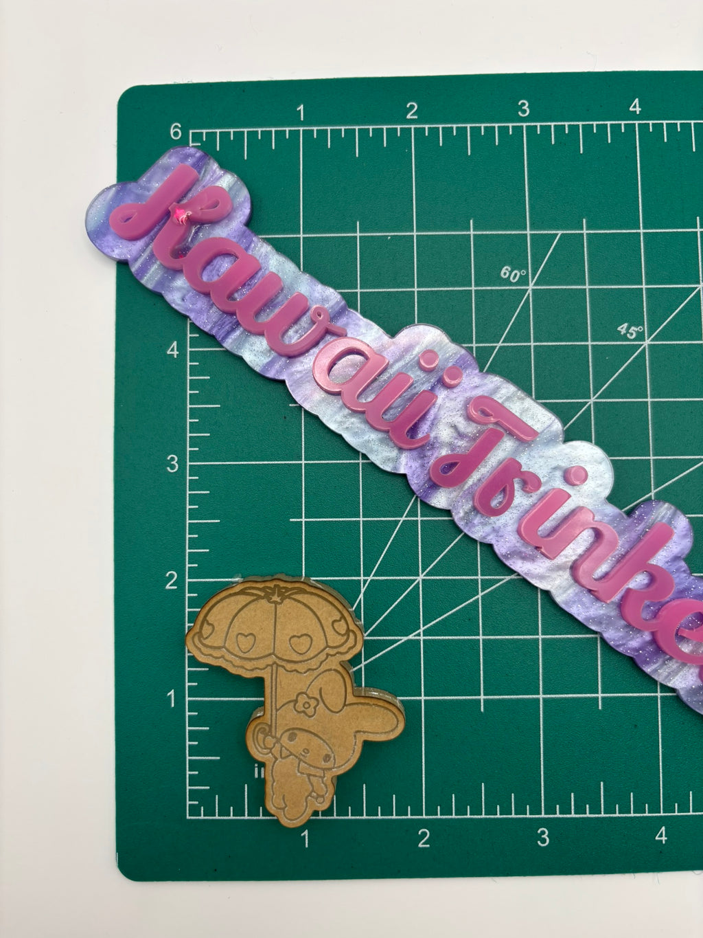 Kawaii umbrella bunny flat grip keychain mold