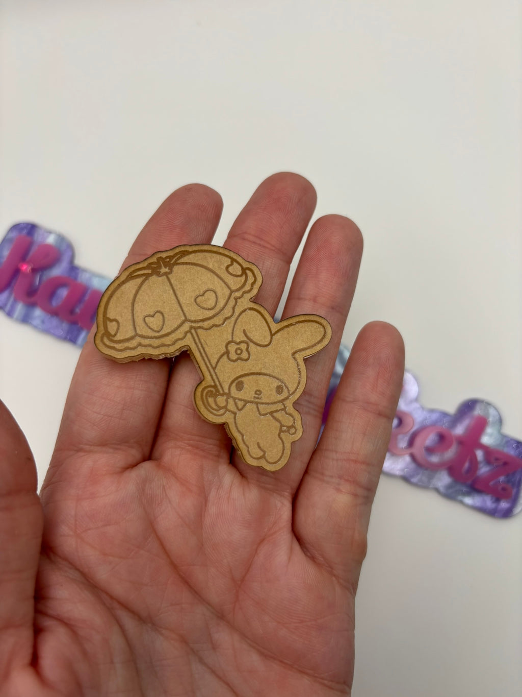 Kawaii umbrella bunny flat grip keychain mold