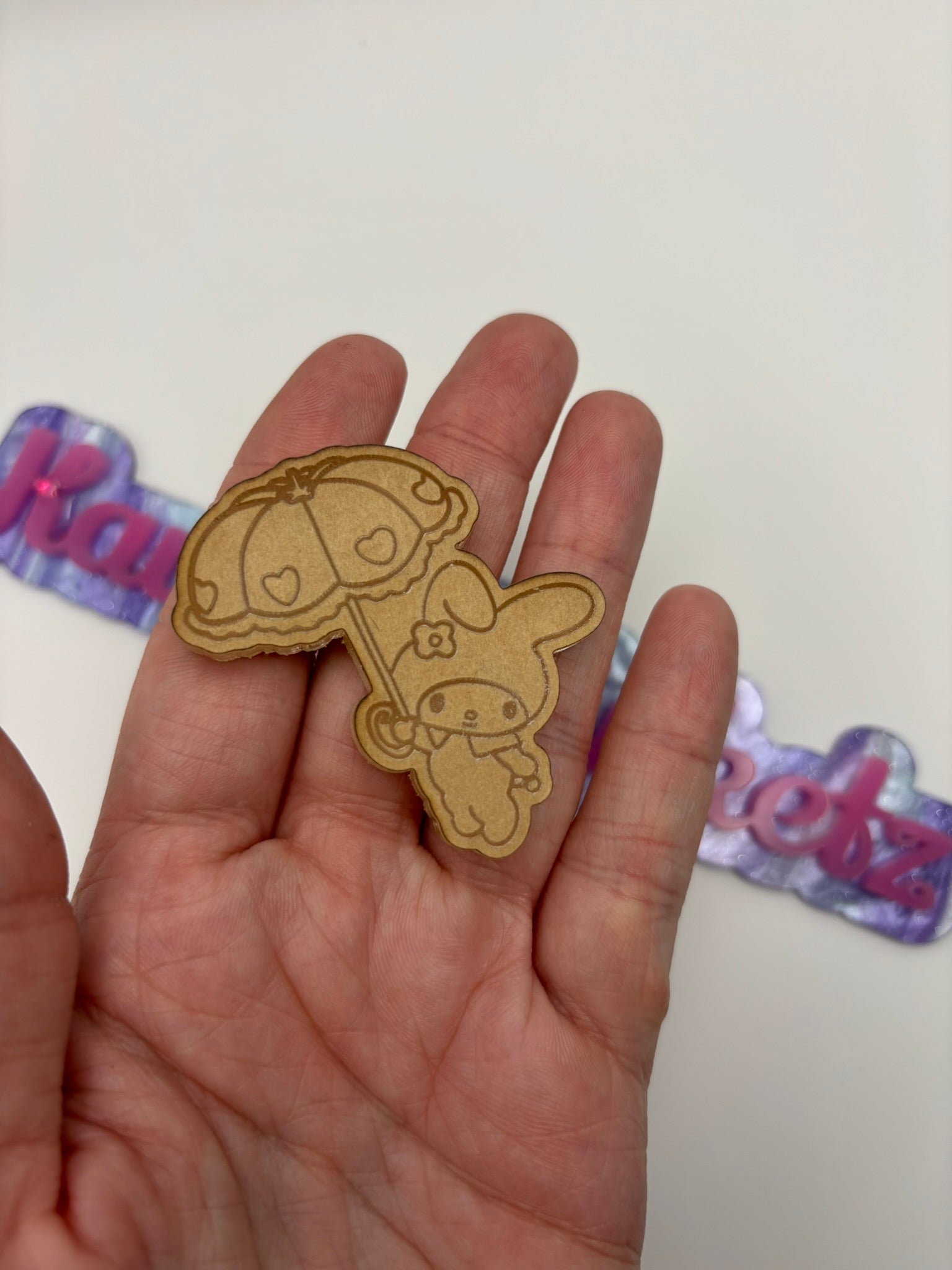 Kawaii umbrella bunny flat grip keychain mold