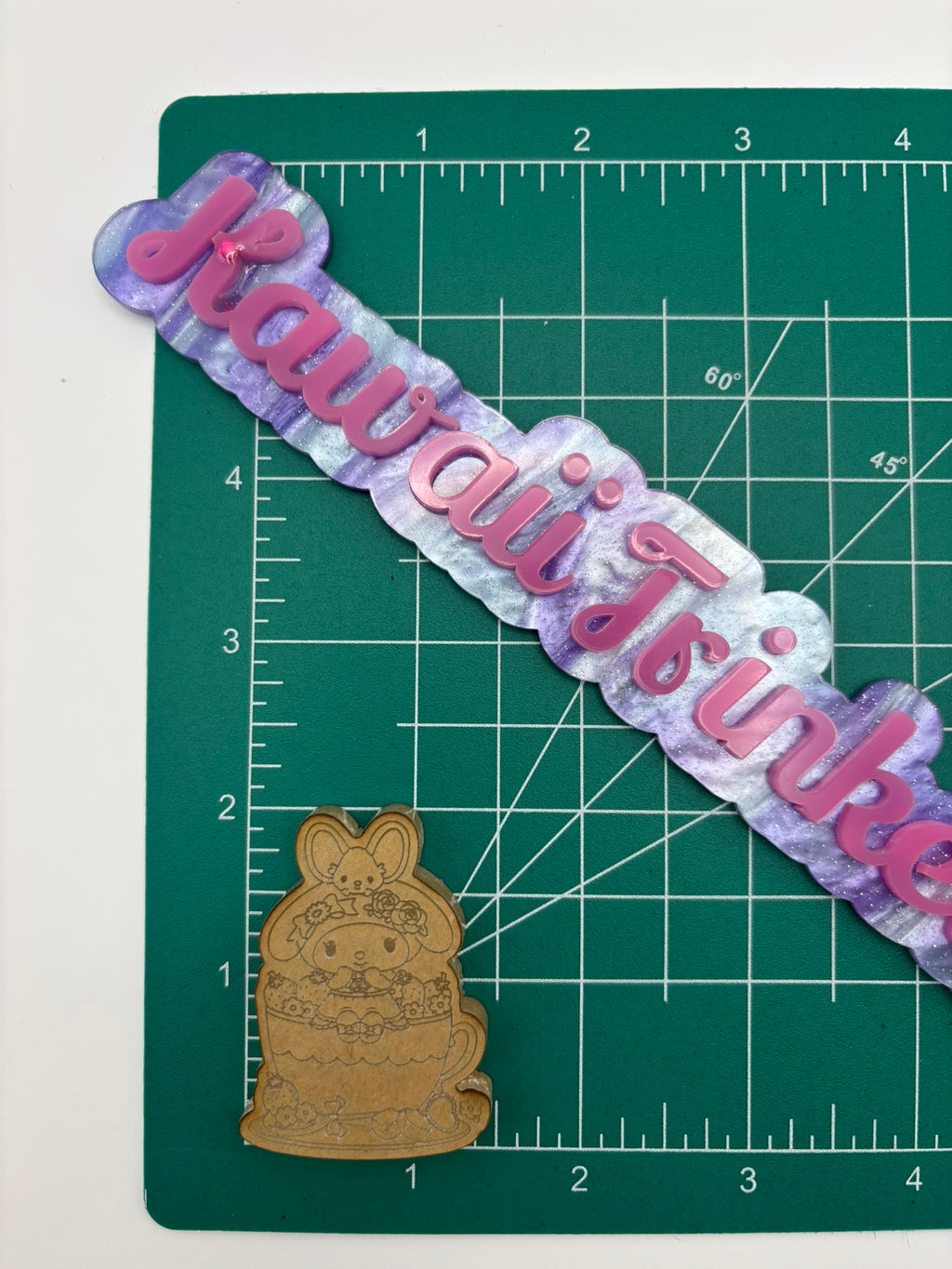 Kawaii bunny tea party flat grip keychain mold