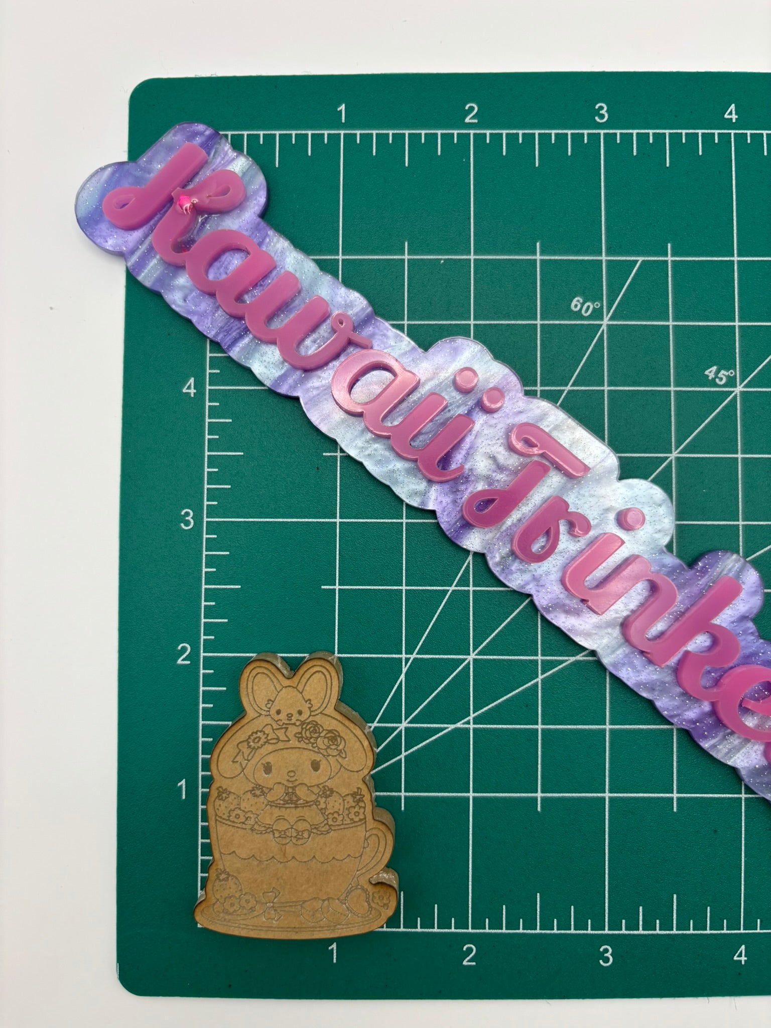 Kawaii bunny tea party flat grip keychain mold