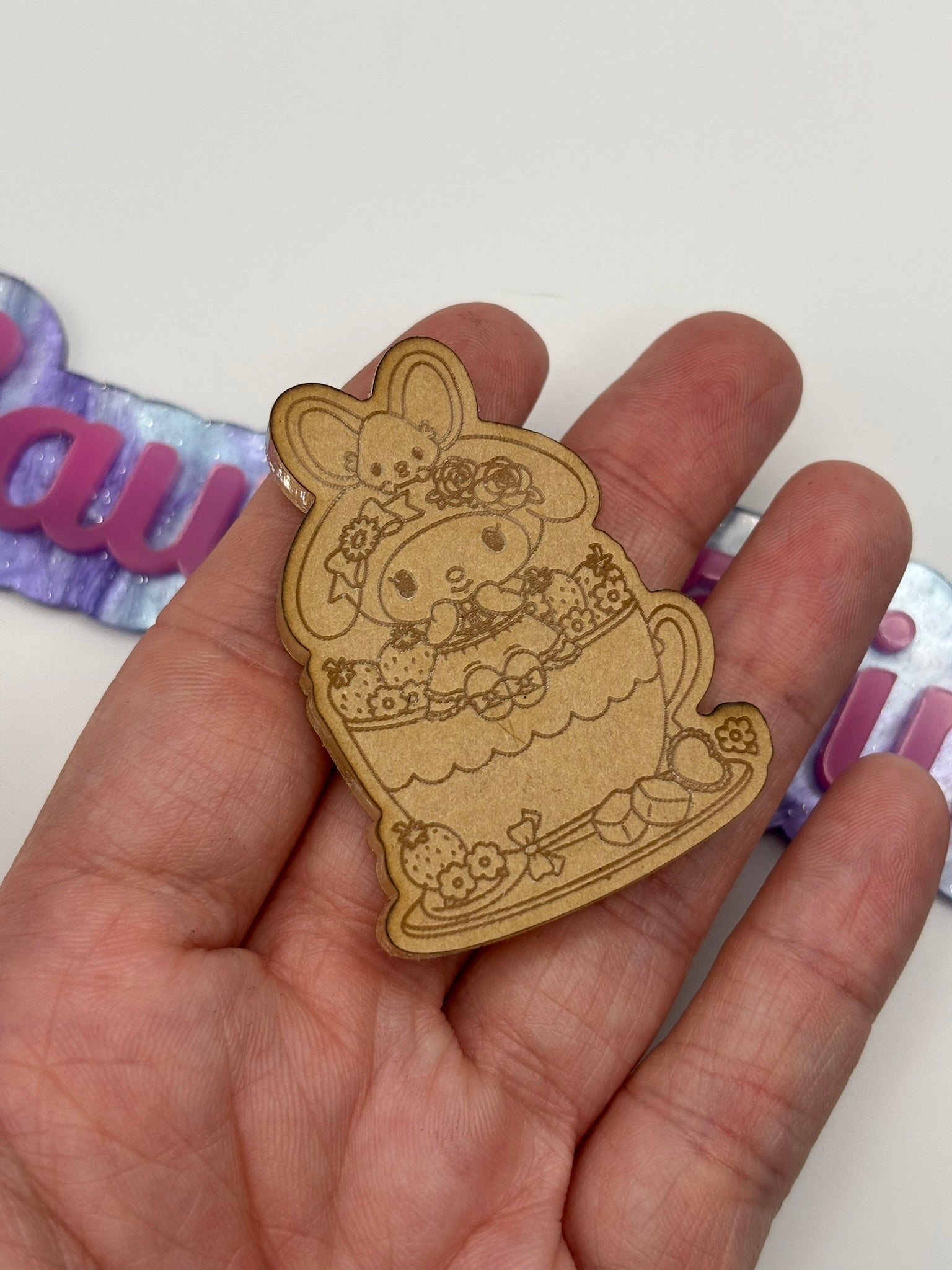 Kawaii bunny tea party flat grip keychain mold