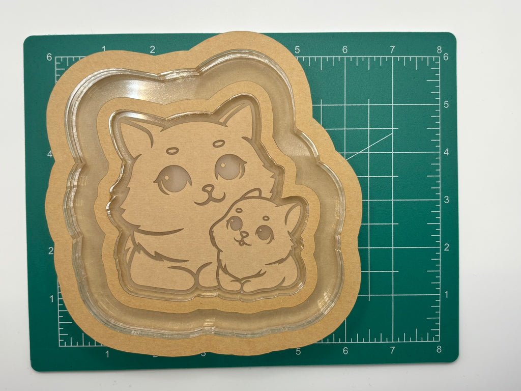 Cat family cuddle duo trinket tray mold
