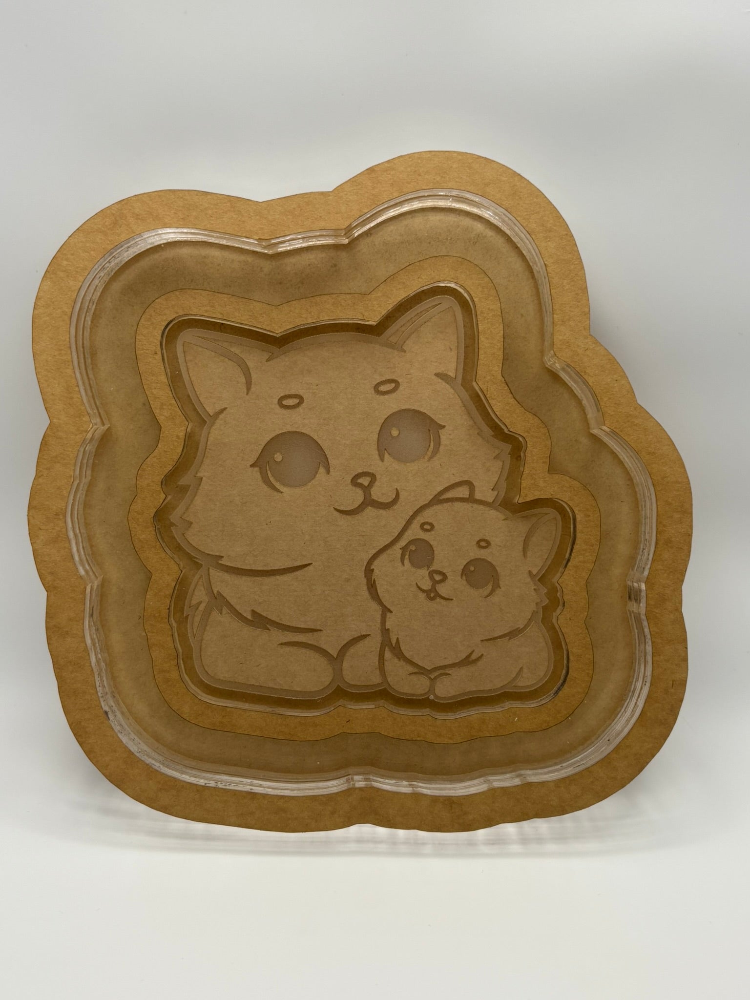 Cat family cuddle duo trinket tray mold