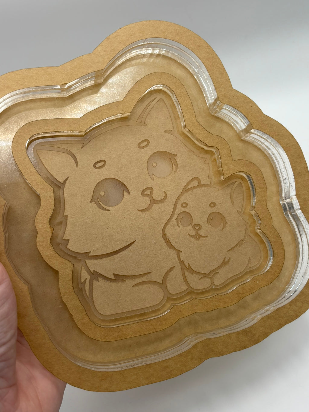 Cat family cuddle duo trinket tray mold