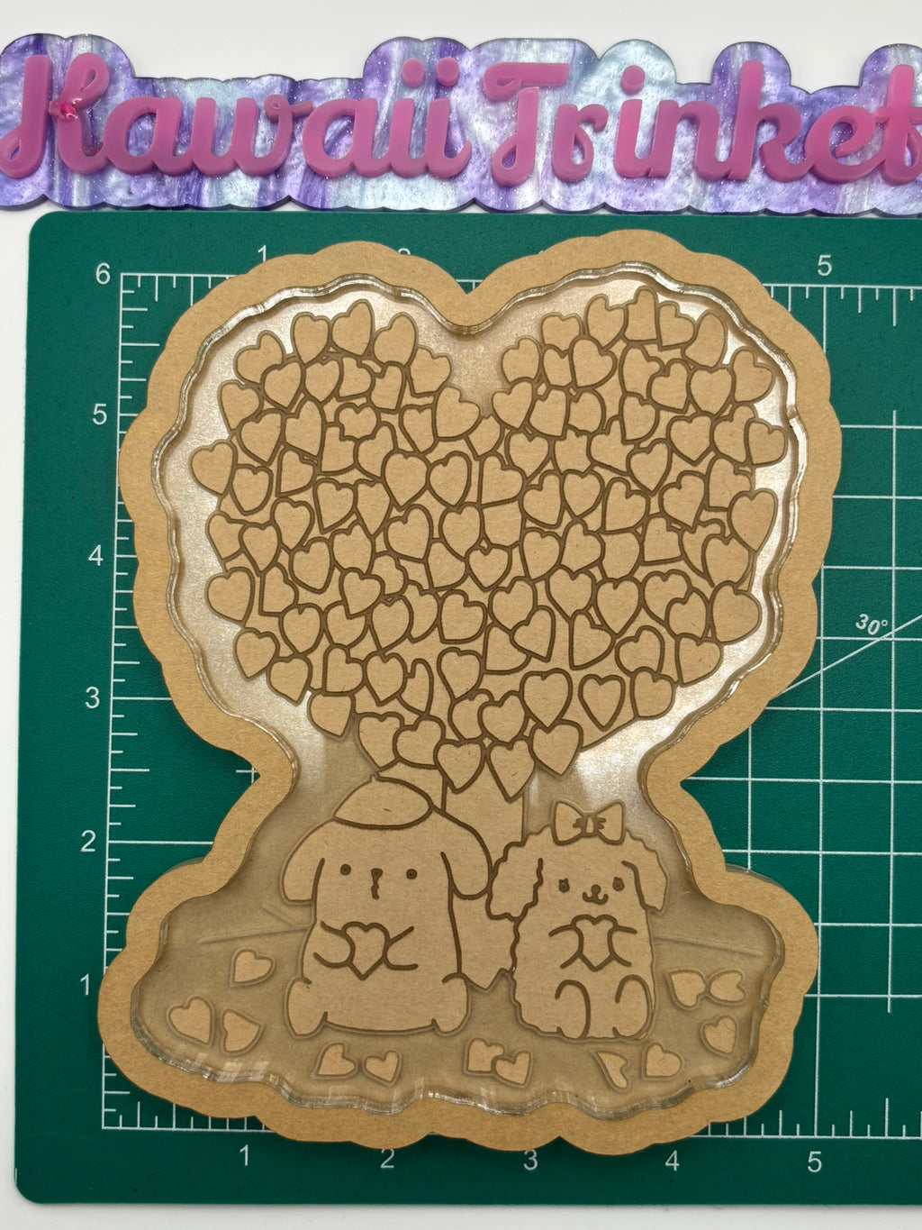 Kawaii heart balloons dog duo trinket tray mold