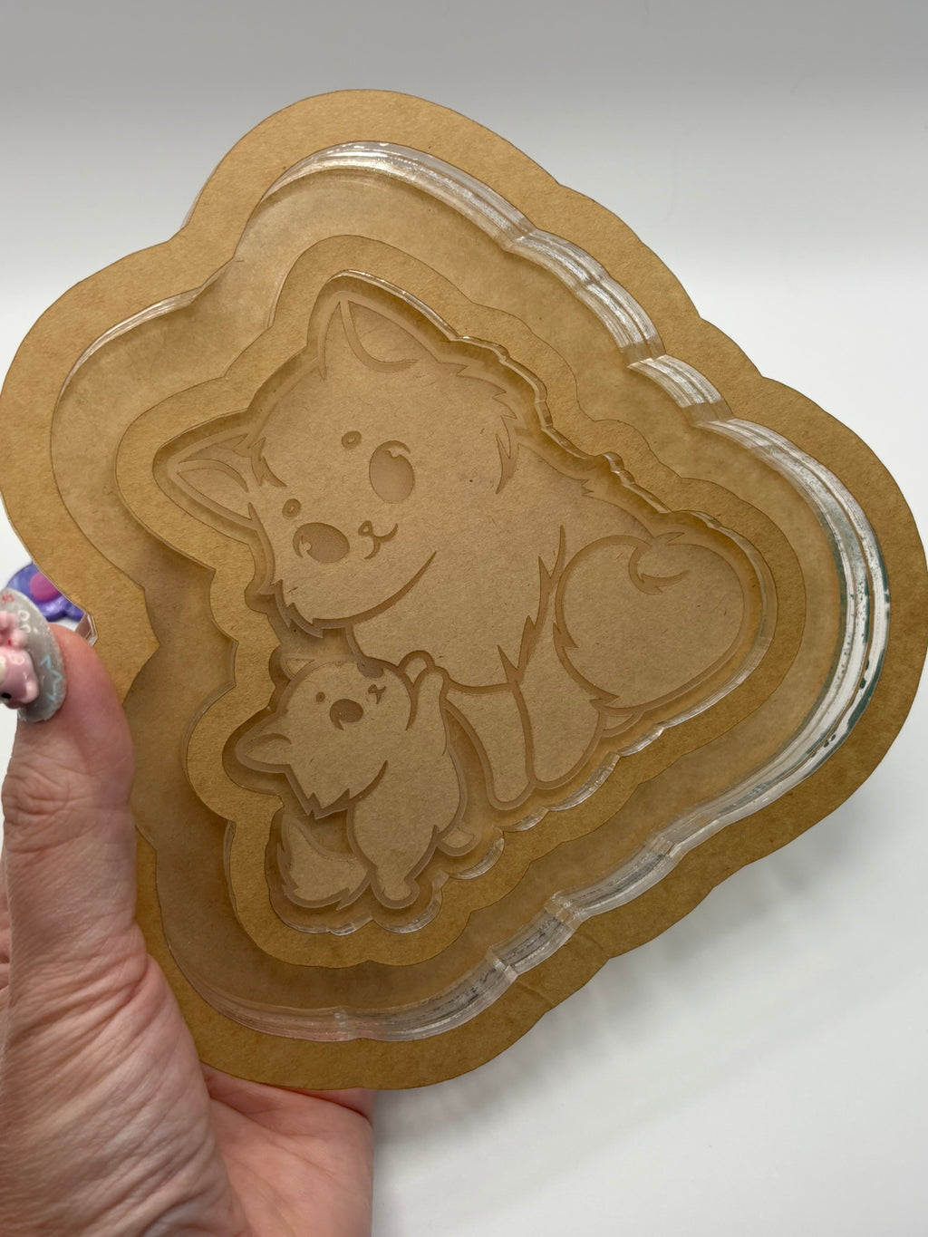 Cat family standing duo trinket tray mold