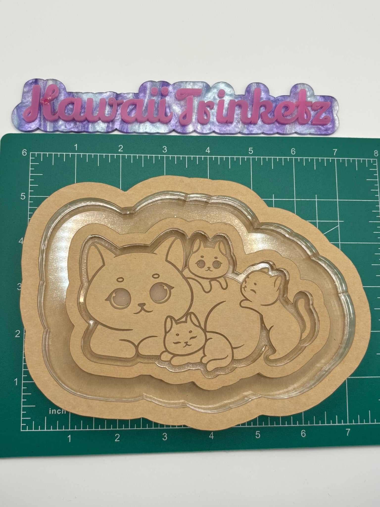 Cat family playful quad trinket tray mold