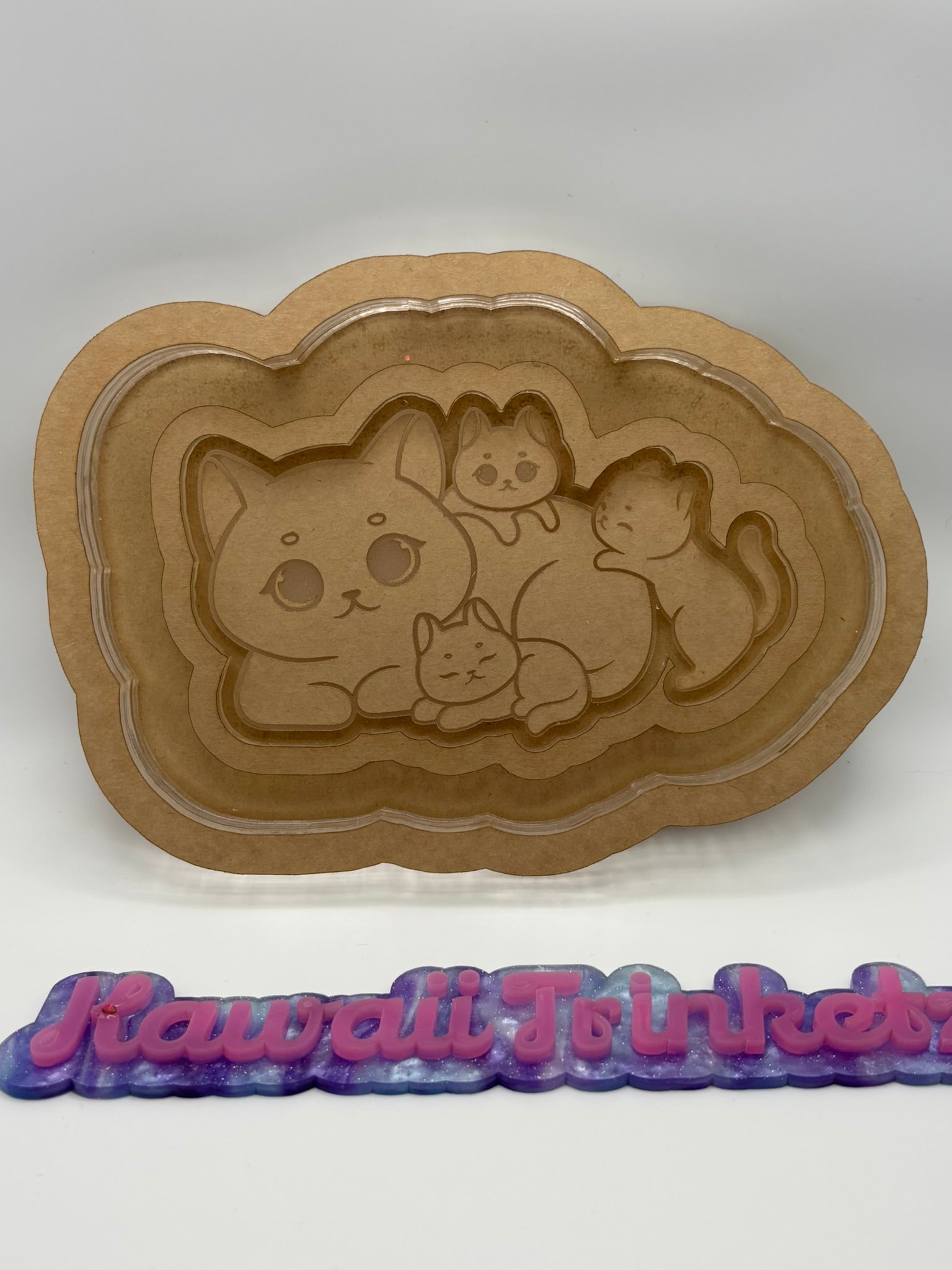Cat family playful quad trinket tray mold