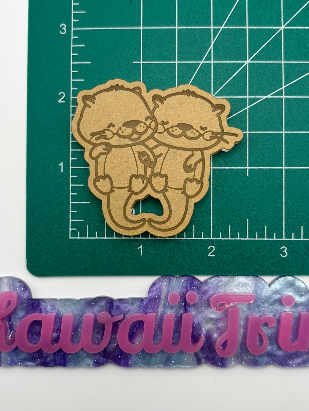 Kawaii otter duo flat grip keychain mold