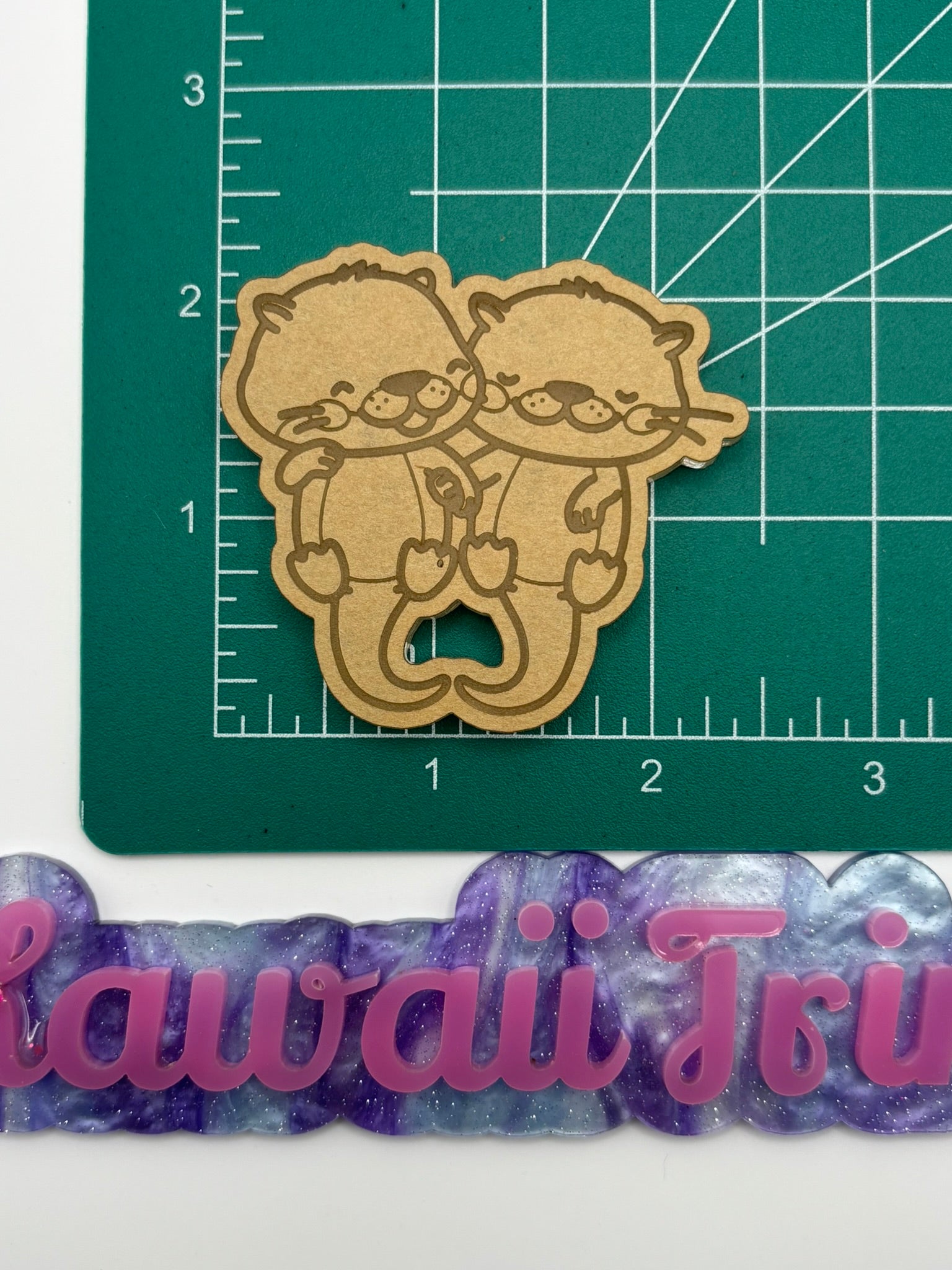 Kawaii otter duo flat grip keychain mold