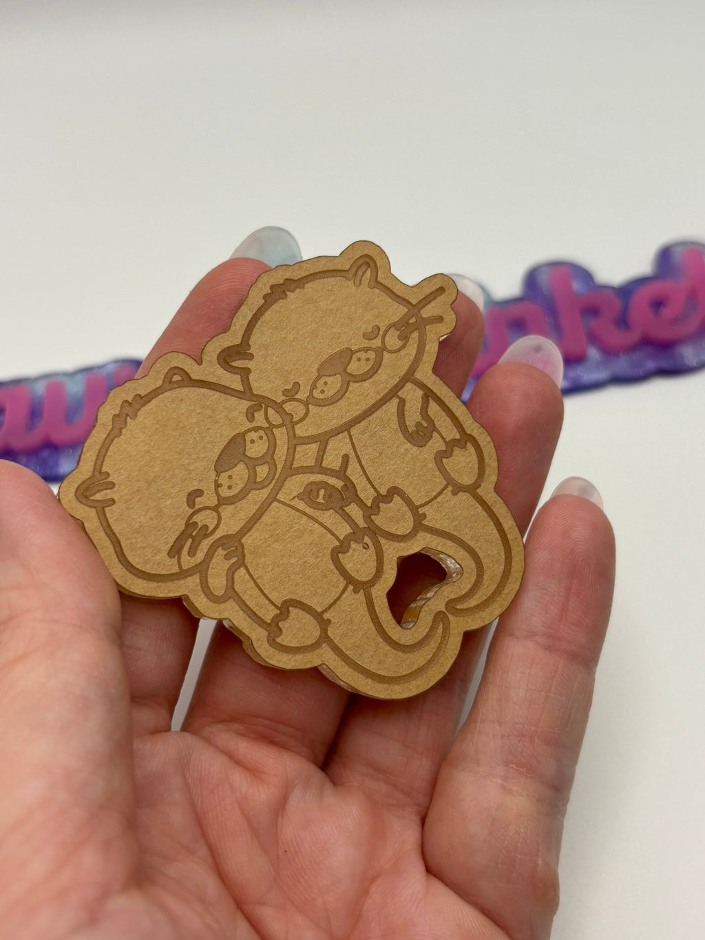 Kawaii otter duo flat grip keychain mold