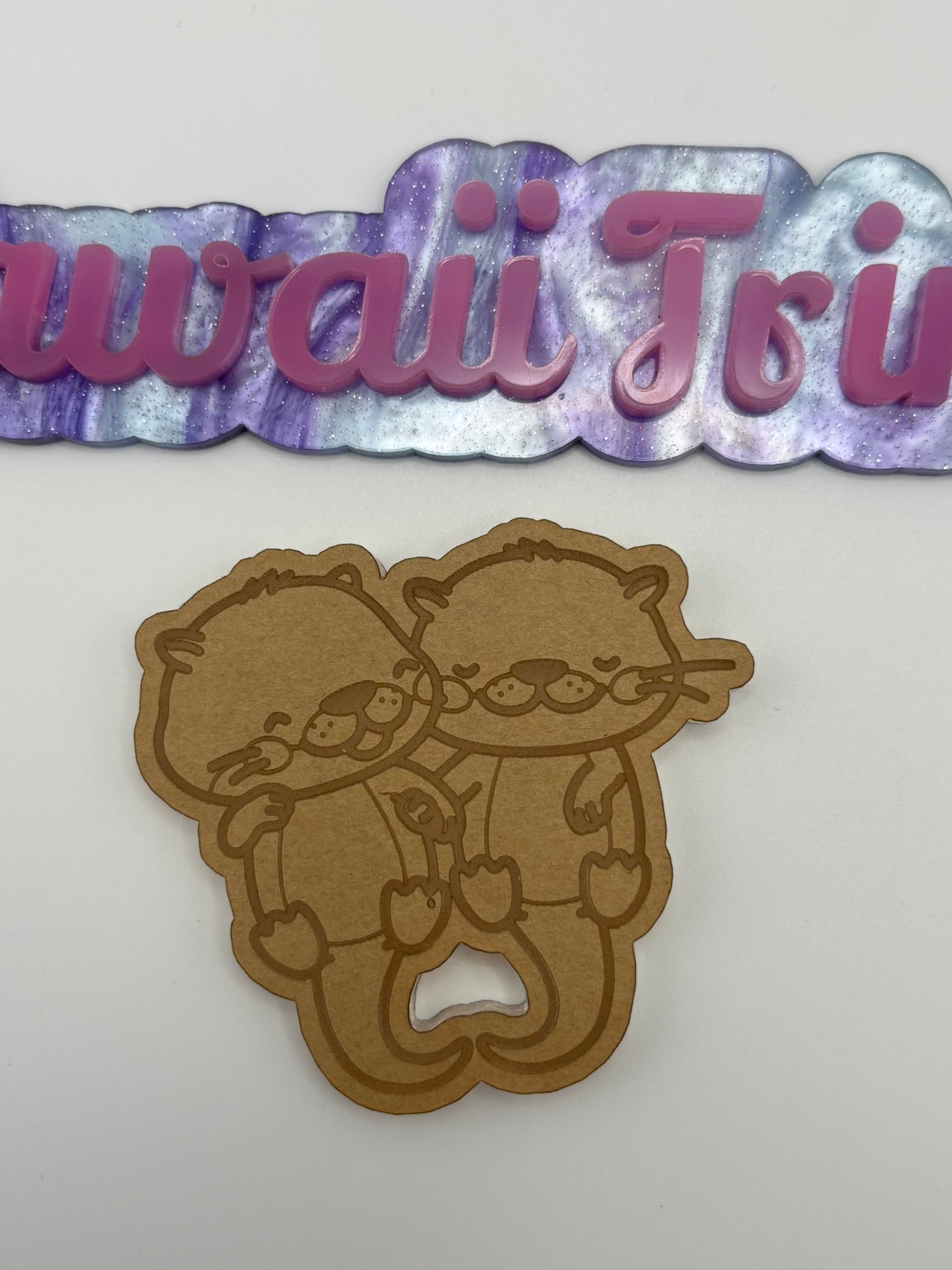 Kawaii otter duo flat grip keychain mold