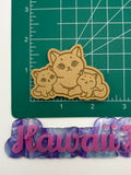 Kawaii cat and baby trio flat grip keychain mold