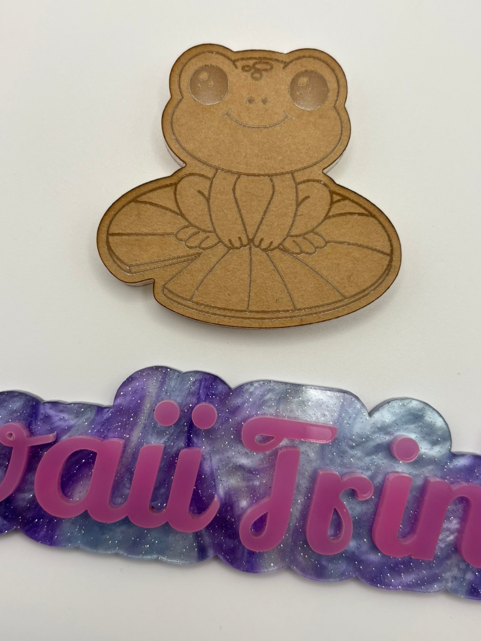 Kawaii pond frog flat grip keychain mold