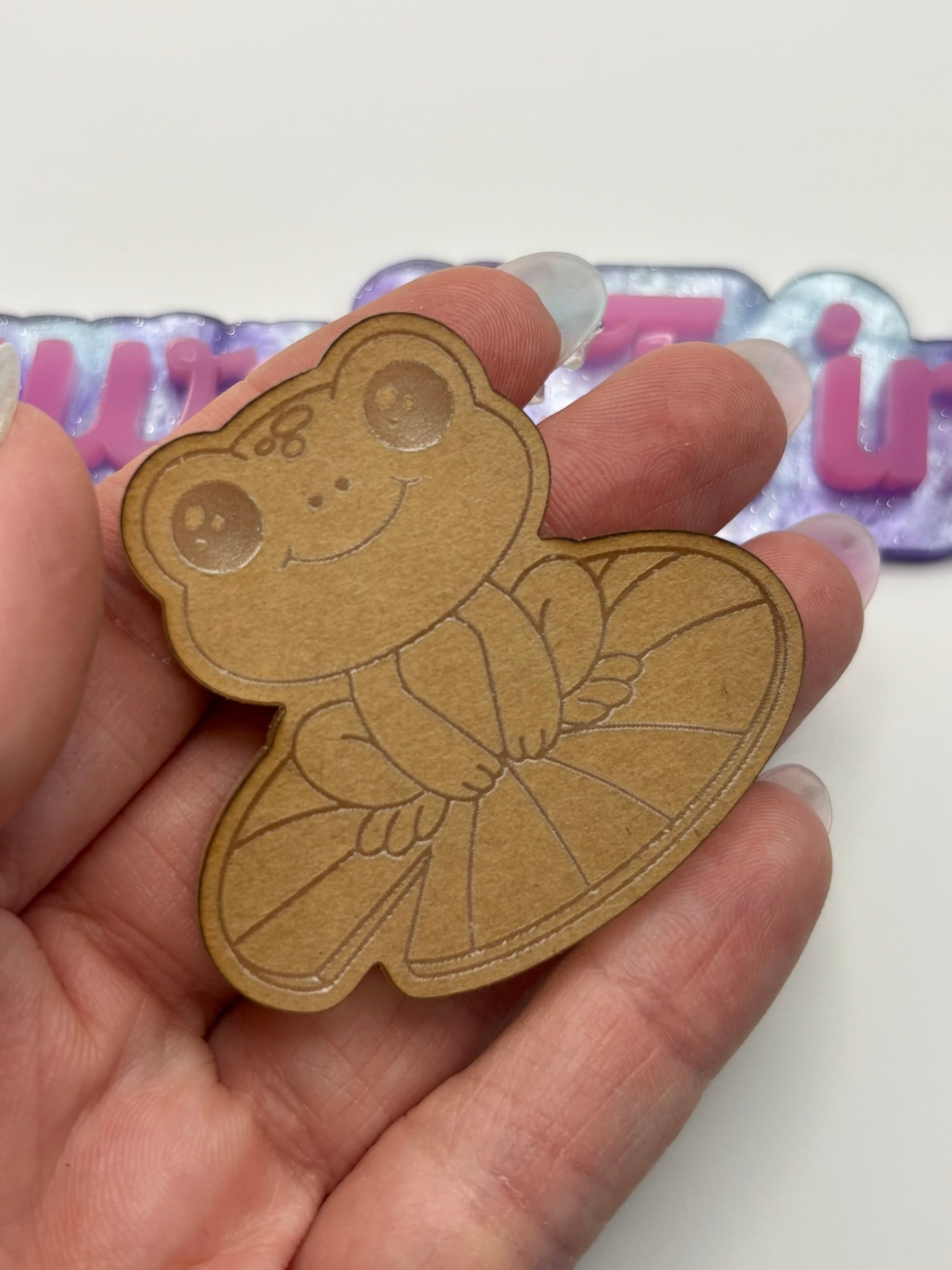Kawaii pond frog flat grip keychain mold