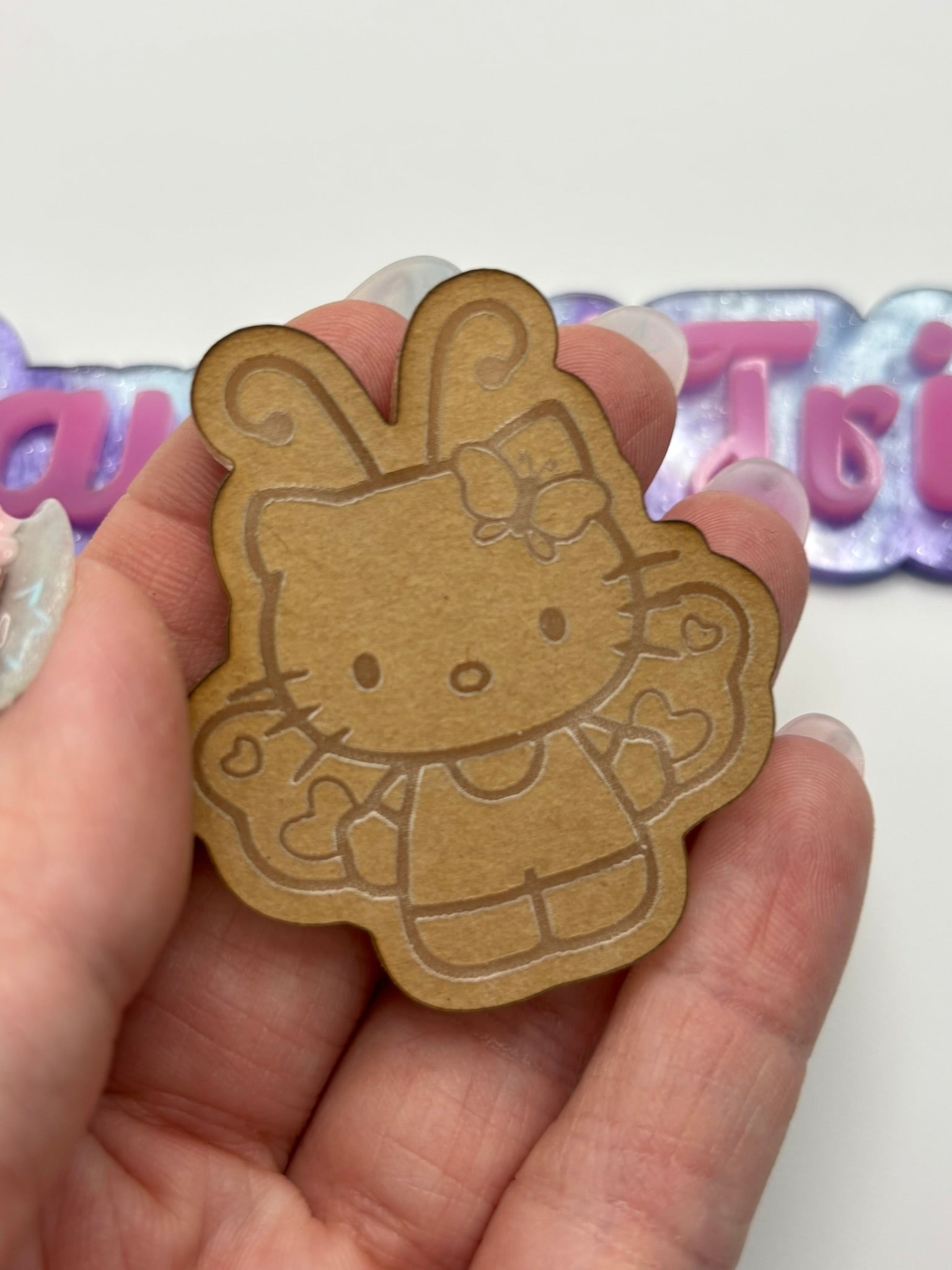 Kawaii cat butterfly flat grip keychain mold