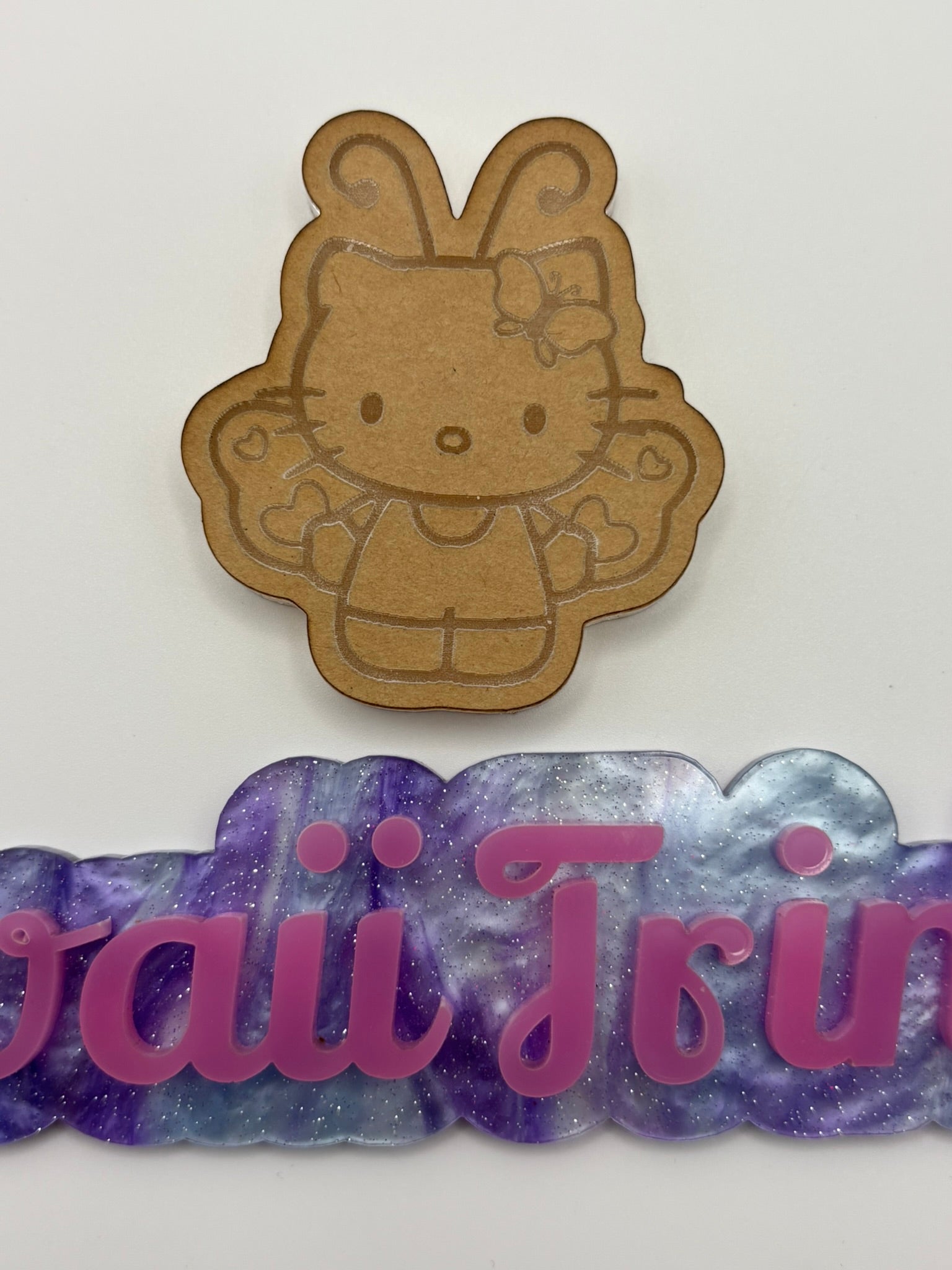 Kawaii cat butterfly flat grip keychain mold